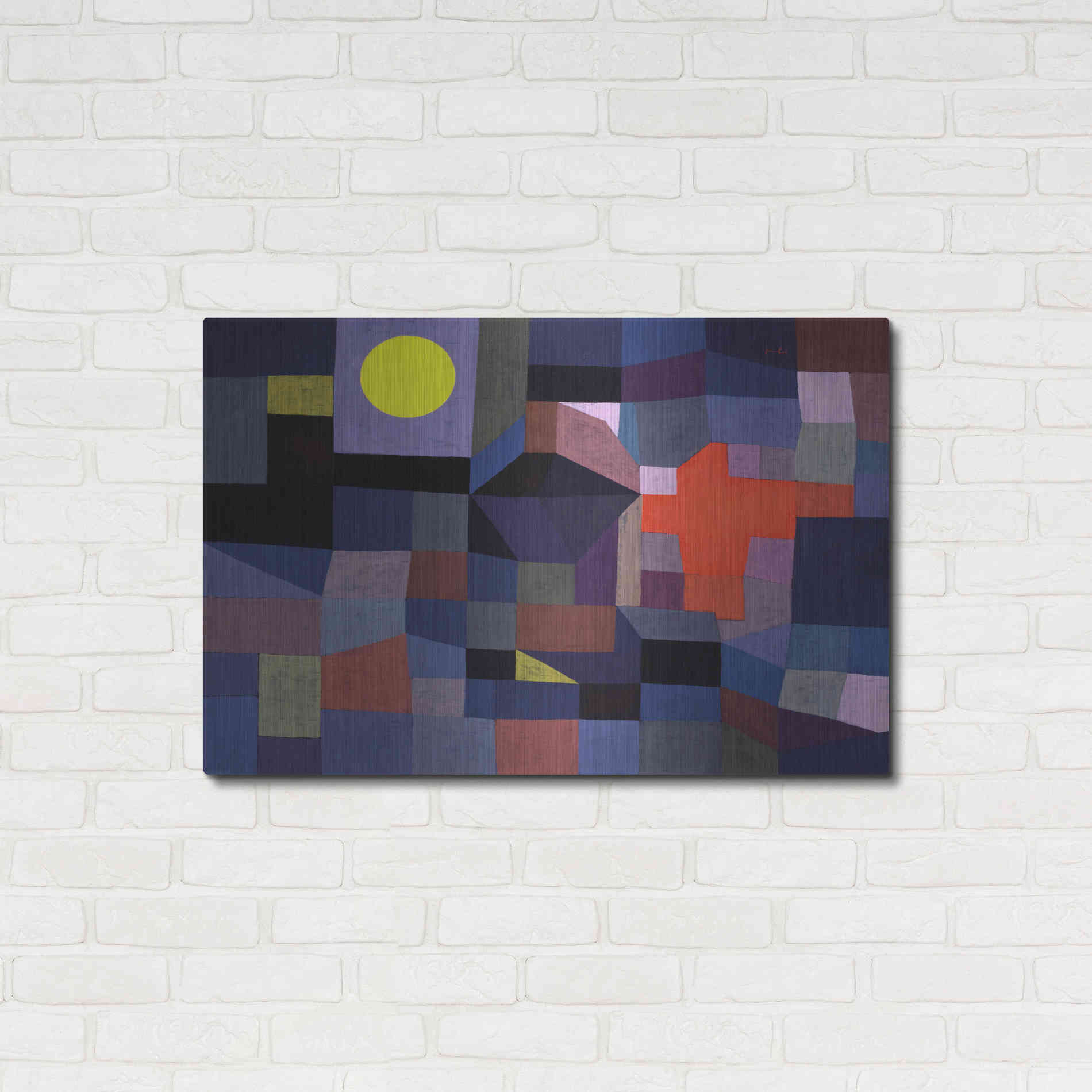 Luxe Metal Art 'Fire at Full Moon' by Paul Klee, Metal Wall Art,36x24