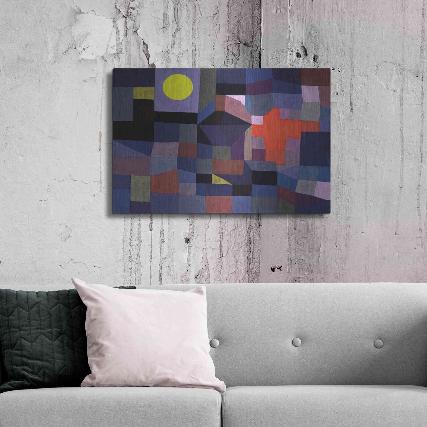Luxe Metal Art 'Fire at Full Moon' by Paul Klee, Metal Wall Art,36x24