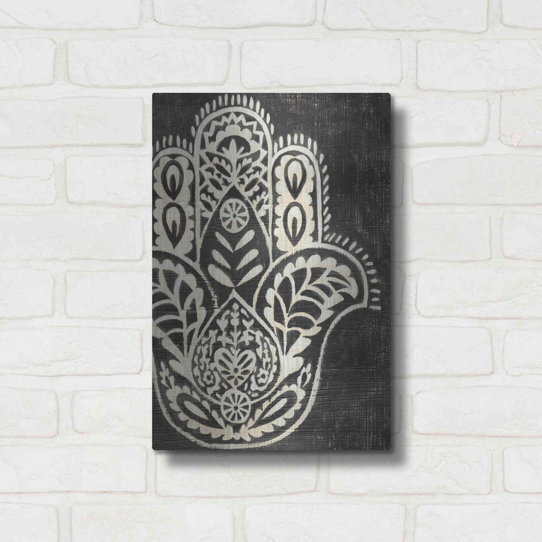 Luxe Metal Art 'Night Hamsa I' by Chariklia Zarris Metal Wall Art,12x16