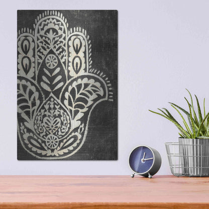 Luxe Metal Art 'Night Hamsa I' by Chariklia Zarris Metal Wall Art,12x16