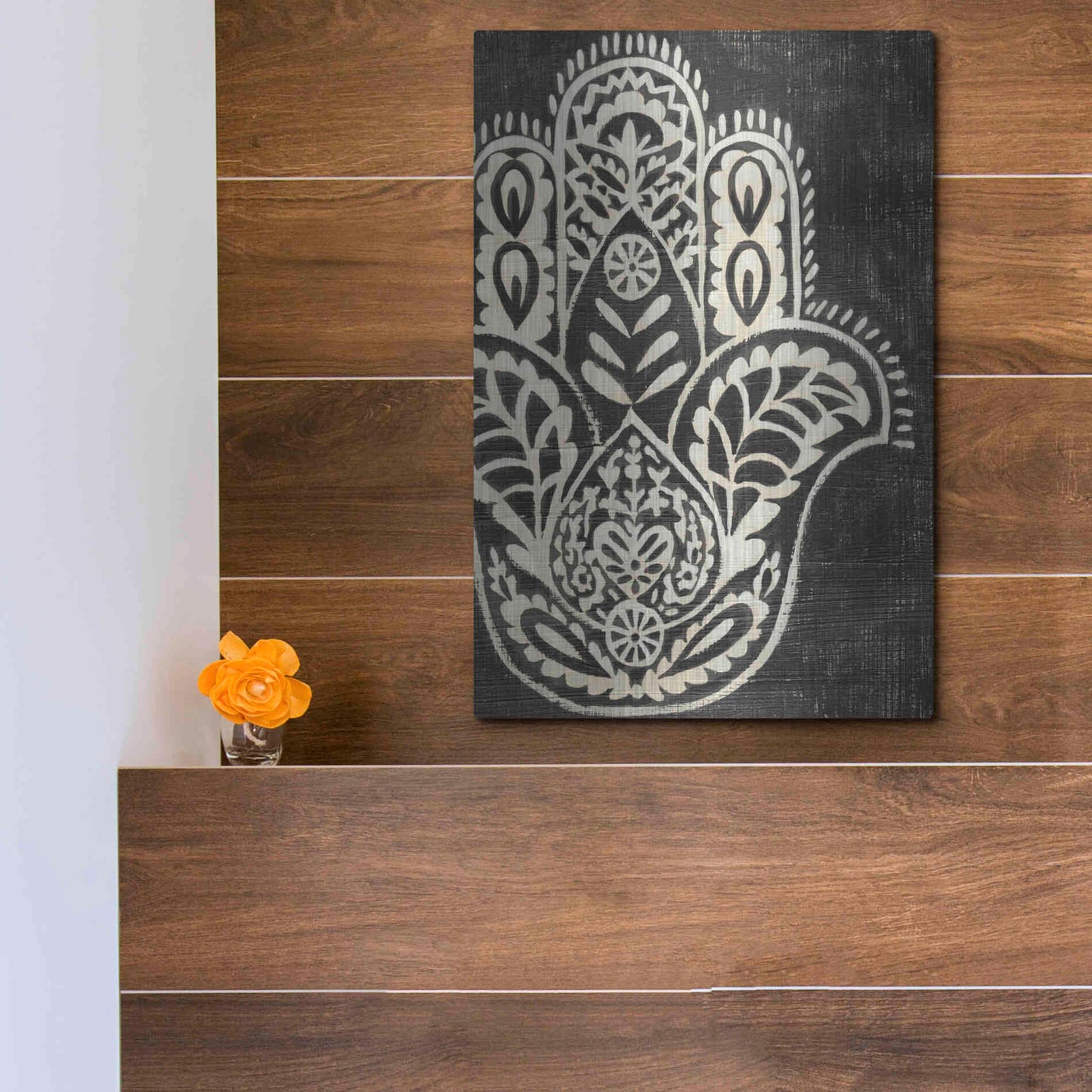 Luxe Metal Art 'Night Hamsa I' by Chariklia Zarris Metal Wall Art,12x16