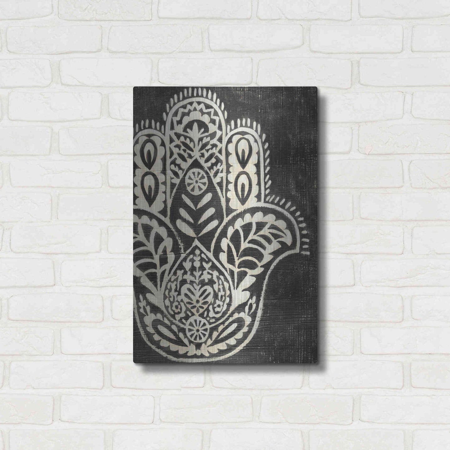 Luxe Metal Art 'Night Hamsa I' by Chariklia Zarris Metal Wall Art,16x24