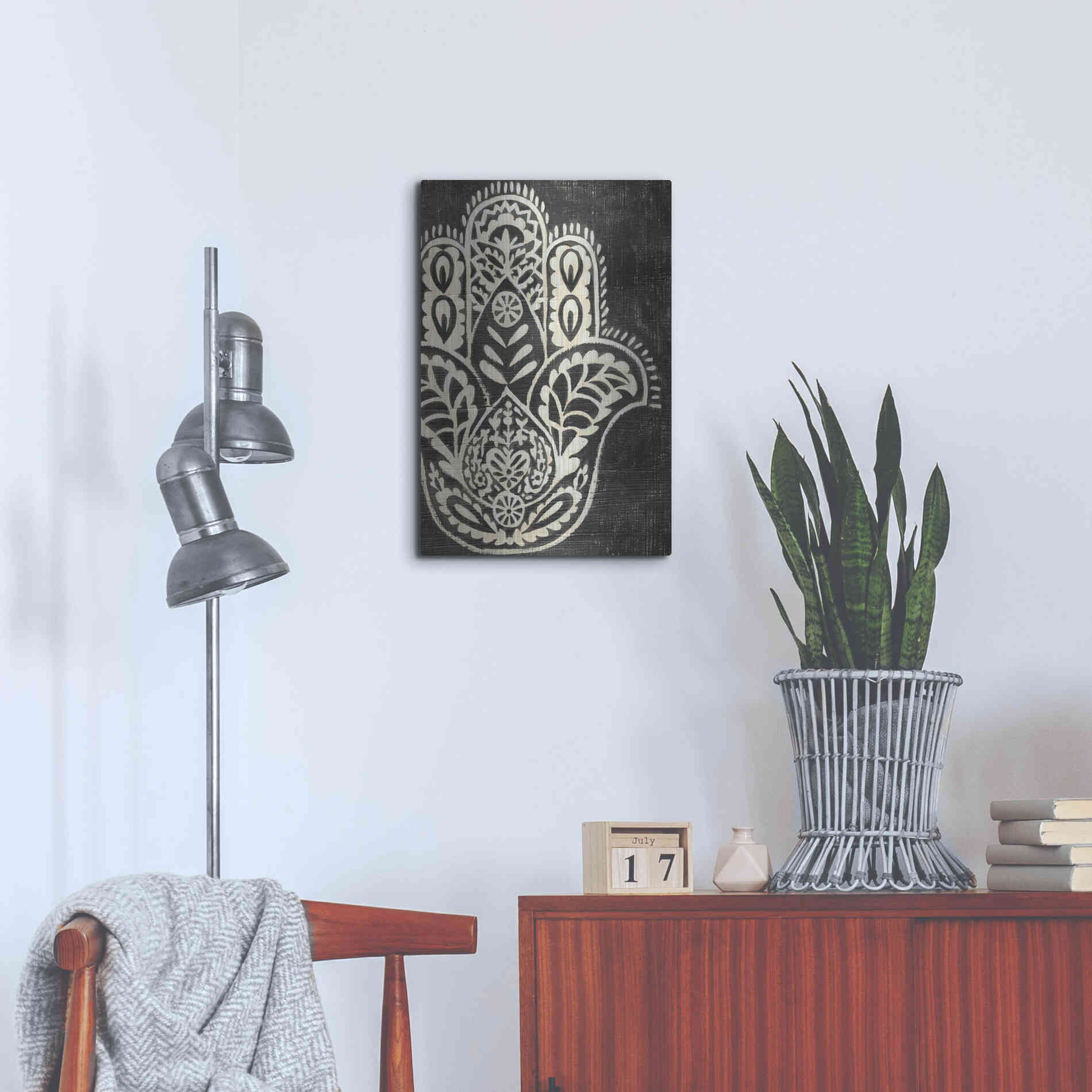 Luxe Metal Art 'Night Hamsa I' by Chariklia Zarris Metal Wall Art,16x24