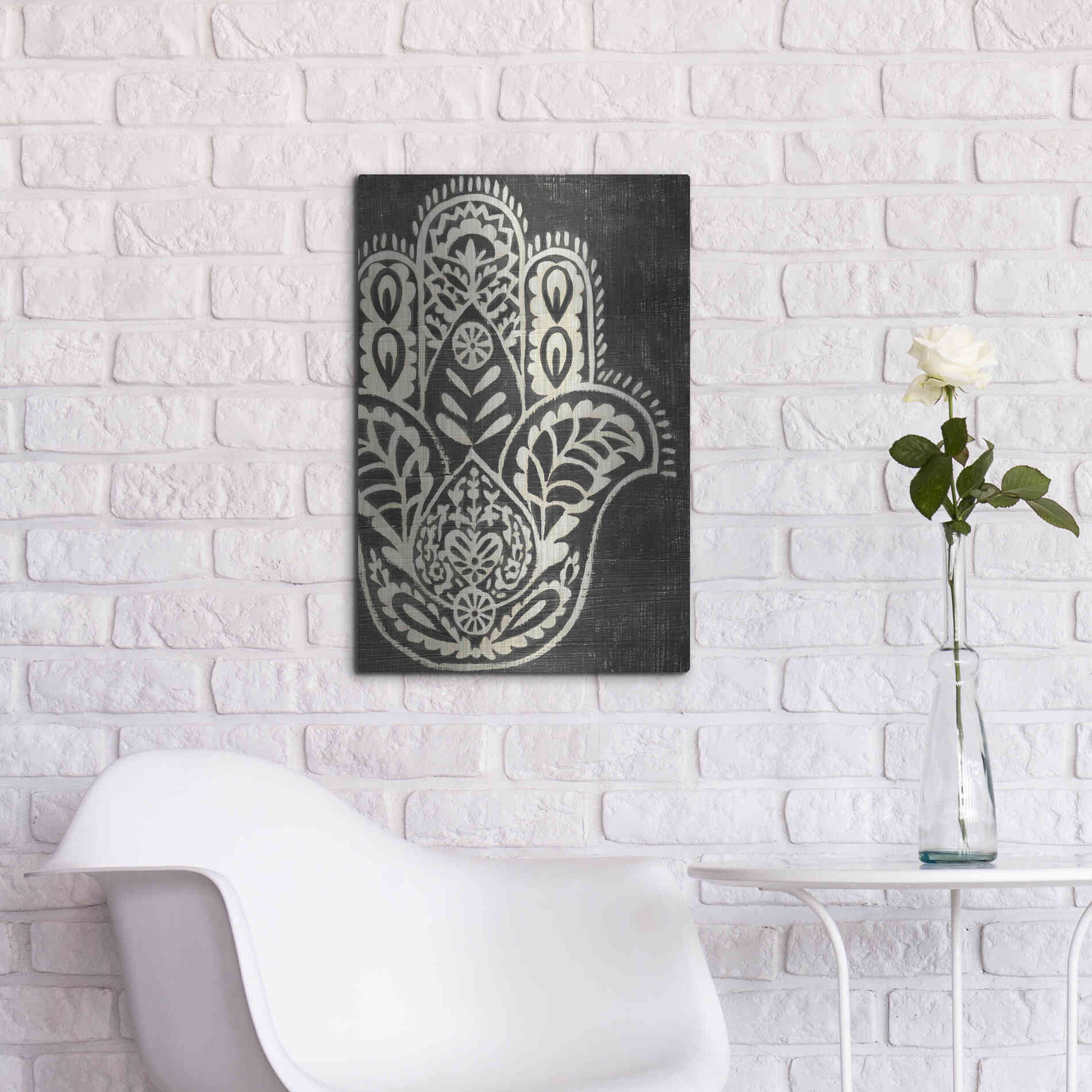 Luxe Metal Art 'Night Hamsa I' by Chariklia Zarris Metal Wall Art,16x24