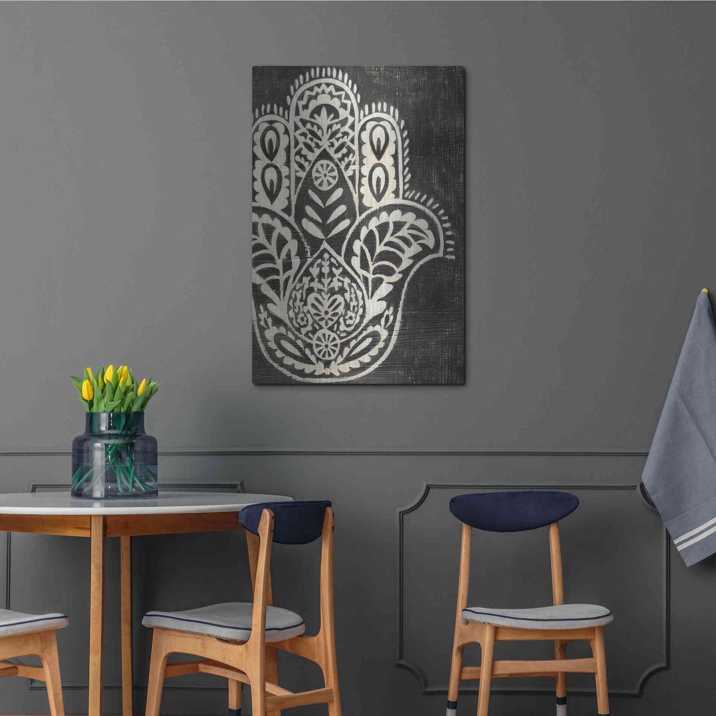 Luxe Metal Art 'Night Hamsa I' by Chariklia Zarris Metal Wall Art,24x36