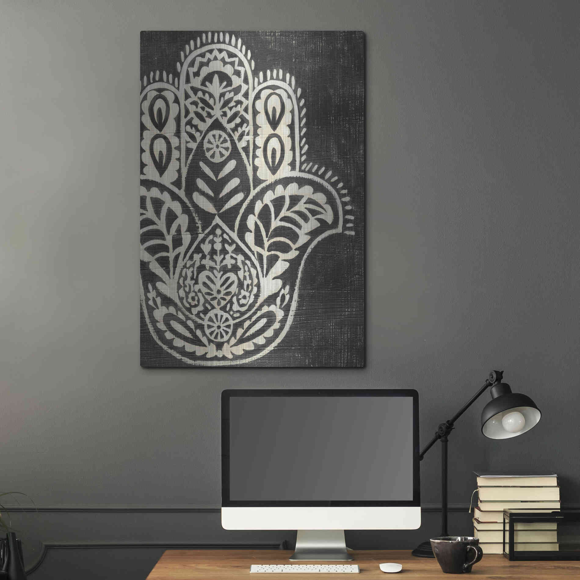 Luxe Metal Art 'Night Hamsa I' by Chariklia Zarris Metal Wall Art,24x36