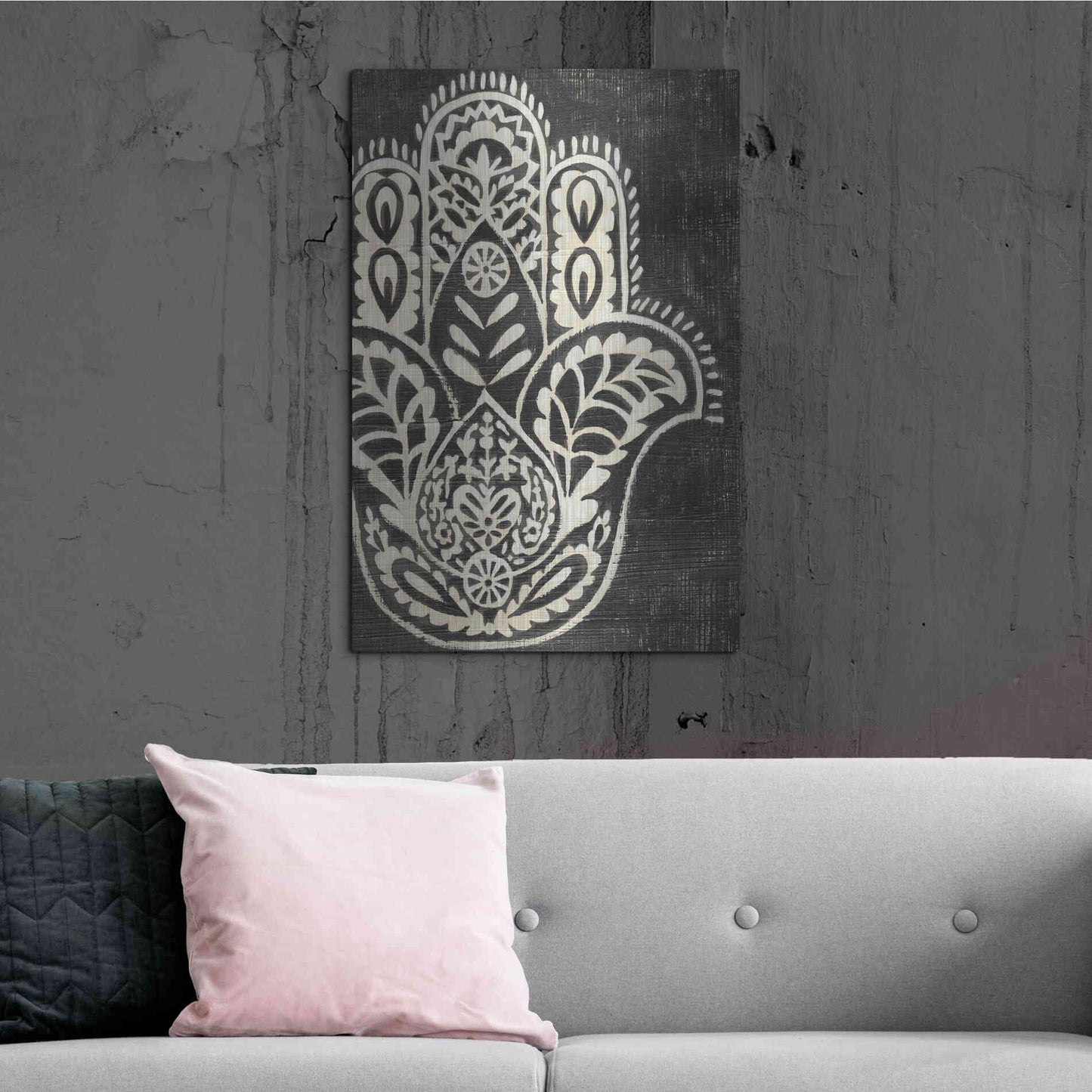 Luxe Metal Art 'Night Hamsa I' by Chariklia Zarris Metal Wall Art,24x36