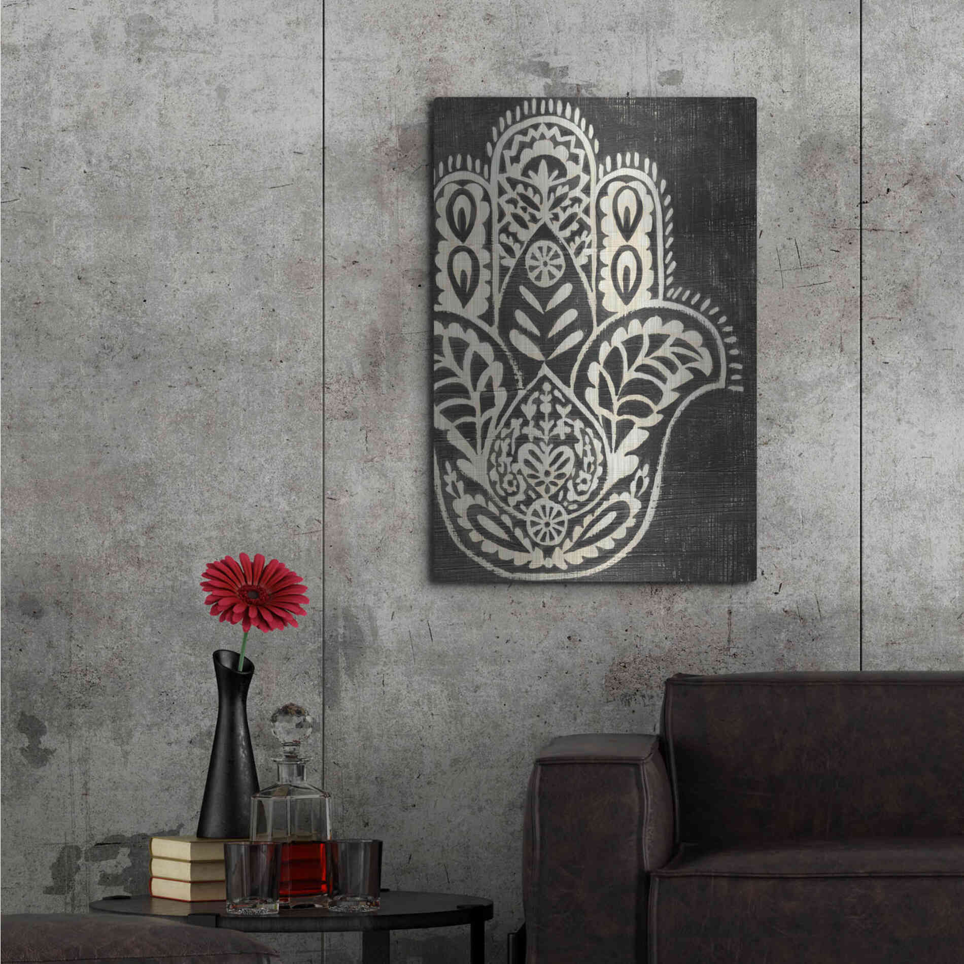 Luxe Metal Art 'Night Hamsa I' by Chariklia Zarris Metal Wall Art,24x36