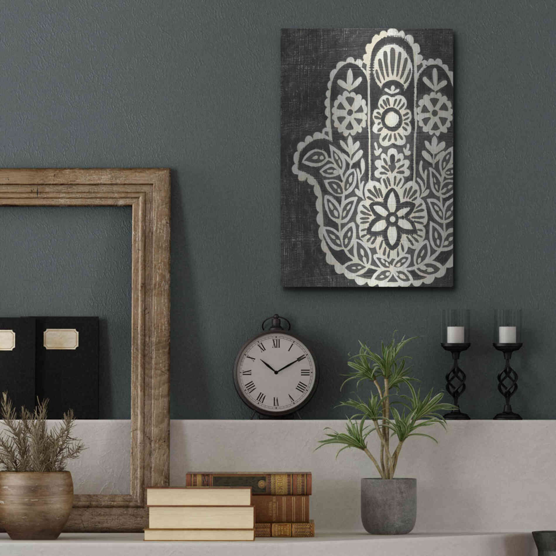 Luxe Metal Art 'Night Hamsa II' by Chariklia Zarris Metal Wall Art,12x16