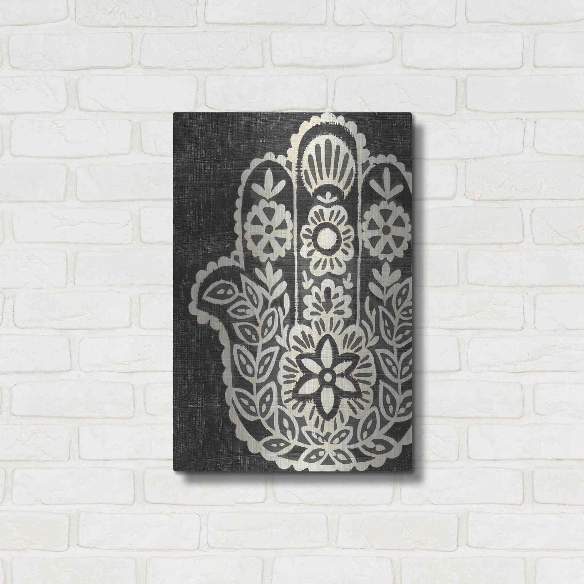 Luxe Metal Art 'Night Hamsa II' by Chariklia Zarris Metal Wall Art,16x24