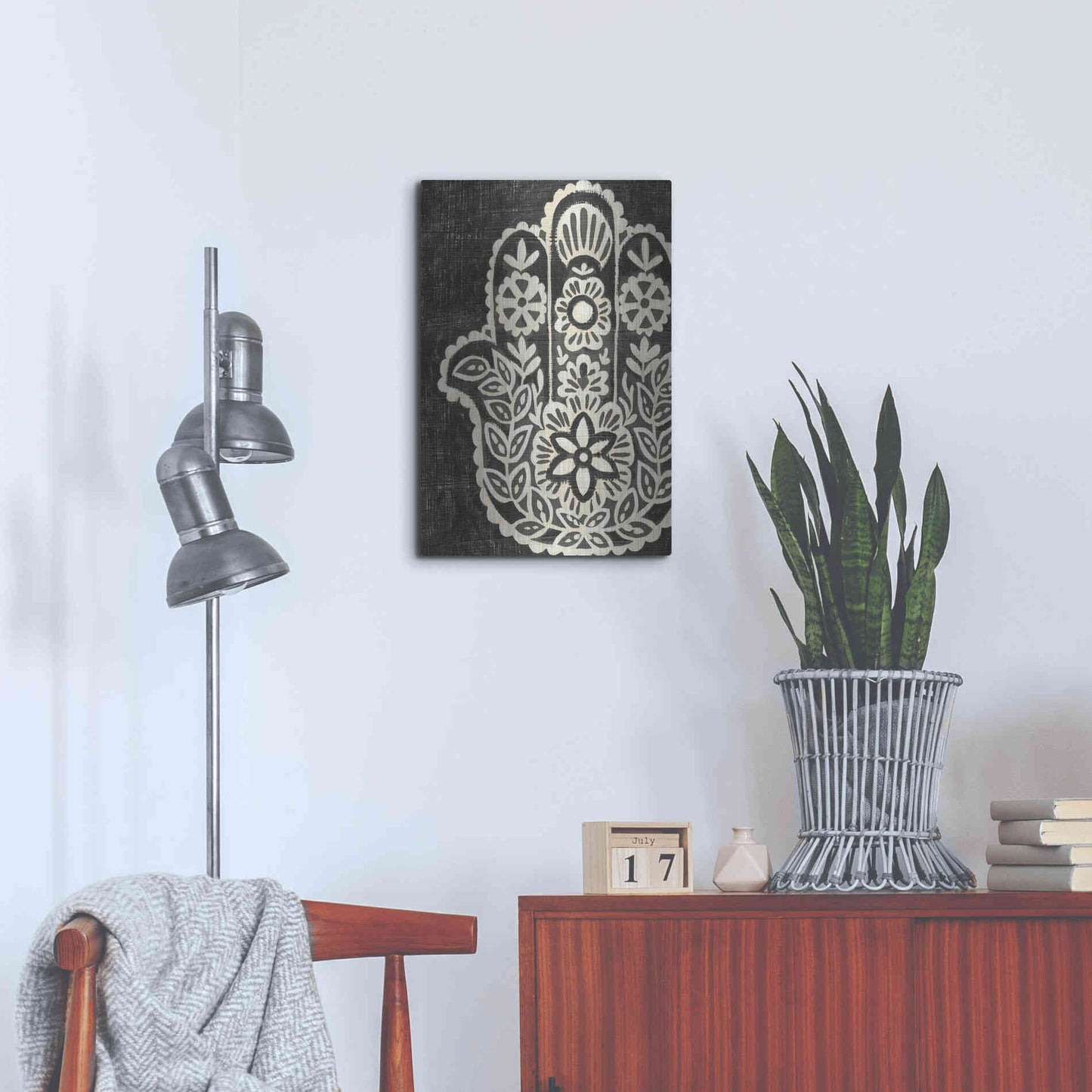 Luxe Metal Art 'Night Hamsa II' by Chariklia Zarris Metal Wall Art,16x24