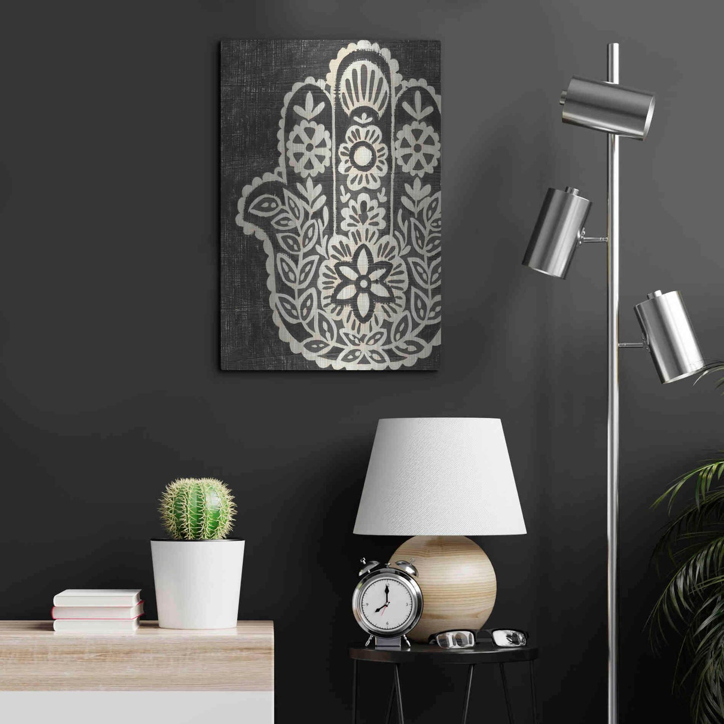 Luxe Metal Art 'Night Hamsa II' by Chariklia Zarris Metal Wall Art,16x24