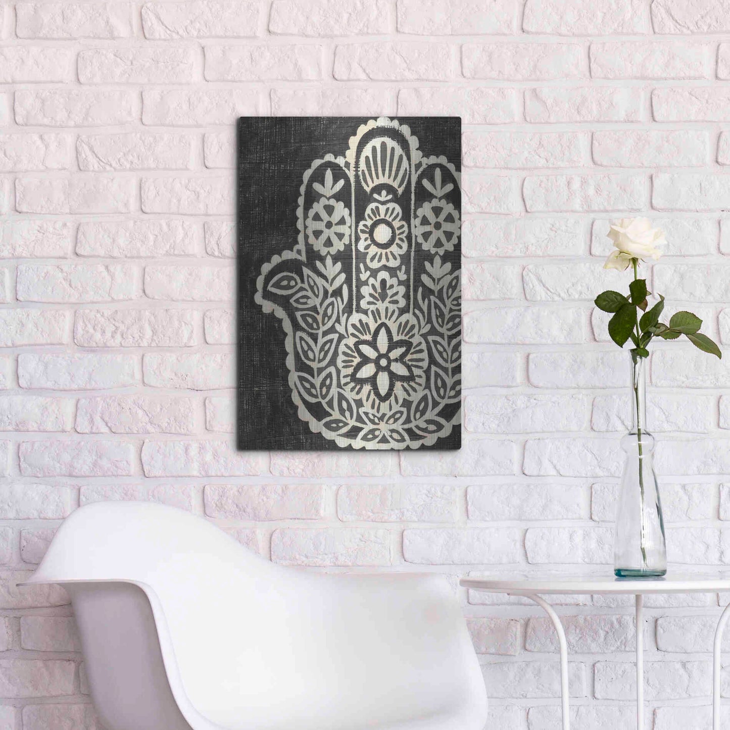 Luxe Metal Art 'Night Hamsa II' by Chariklia Zarris Metal Wall Art,16x24