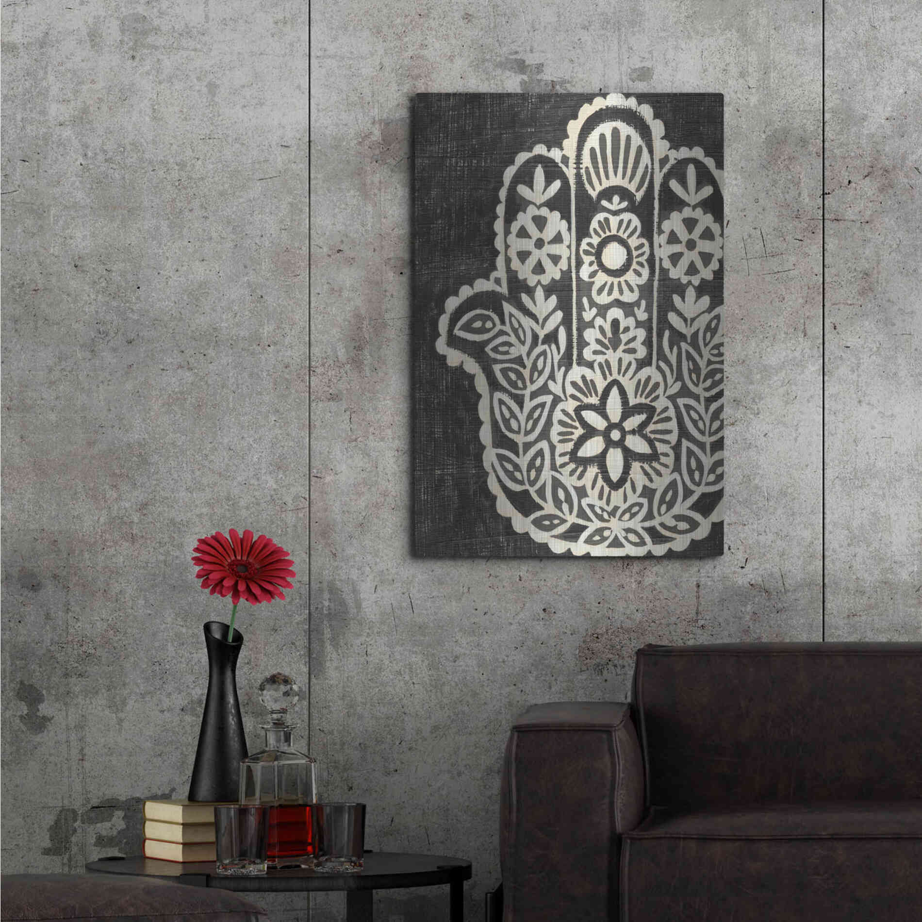 Luxe Metal Art 'Night Hamsa II' by Chariklia Zarris Metal Wall Art,24x36