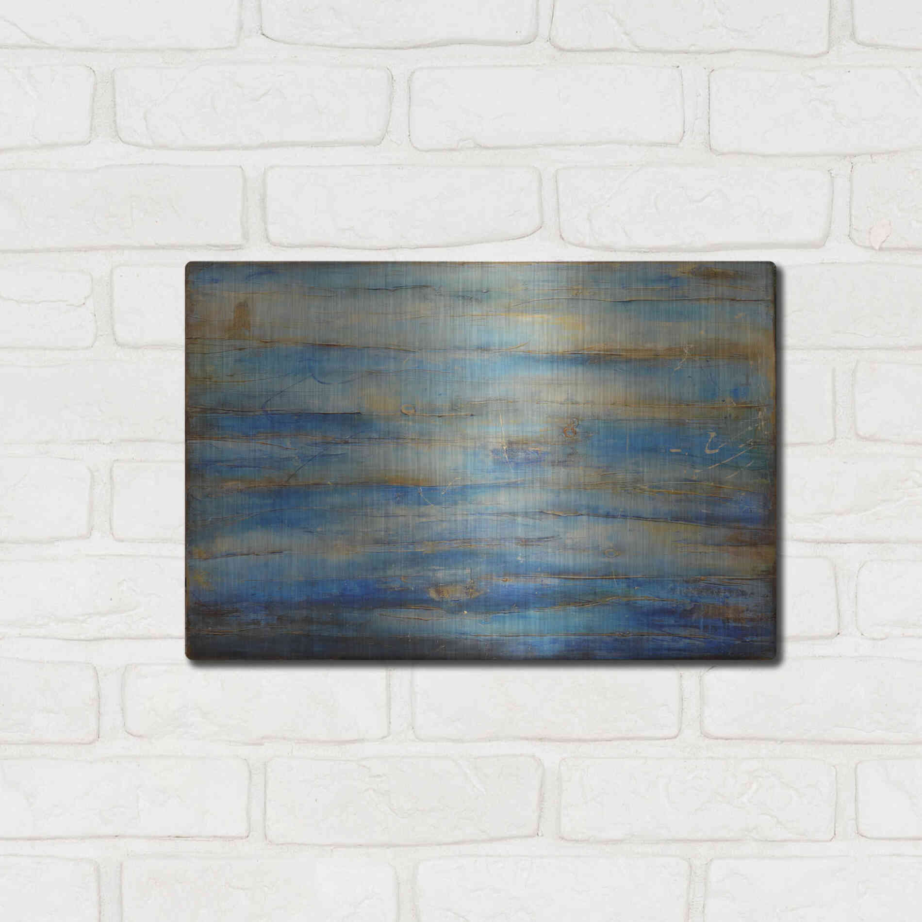 Luxe Metal Art 'Blue Bay Jazz' by Erin Ashley Metal Wall Art,16x12