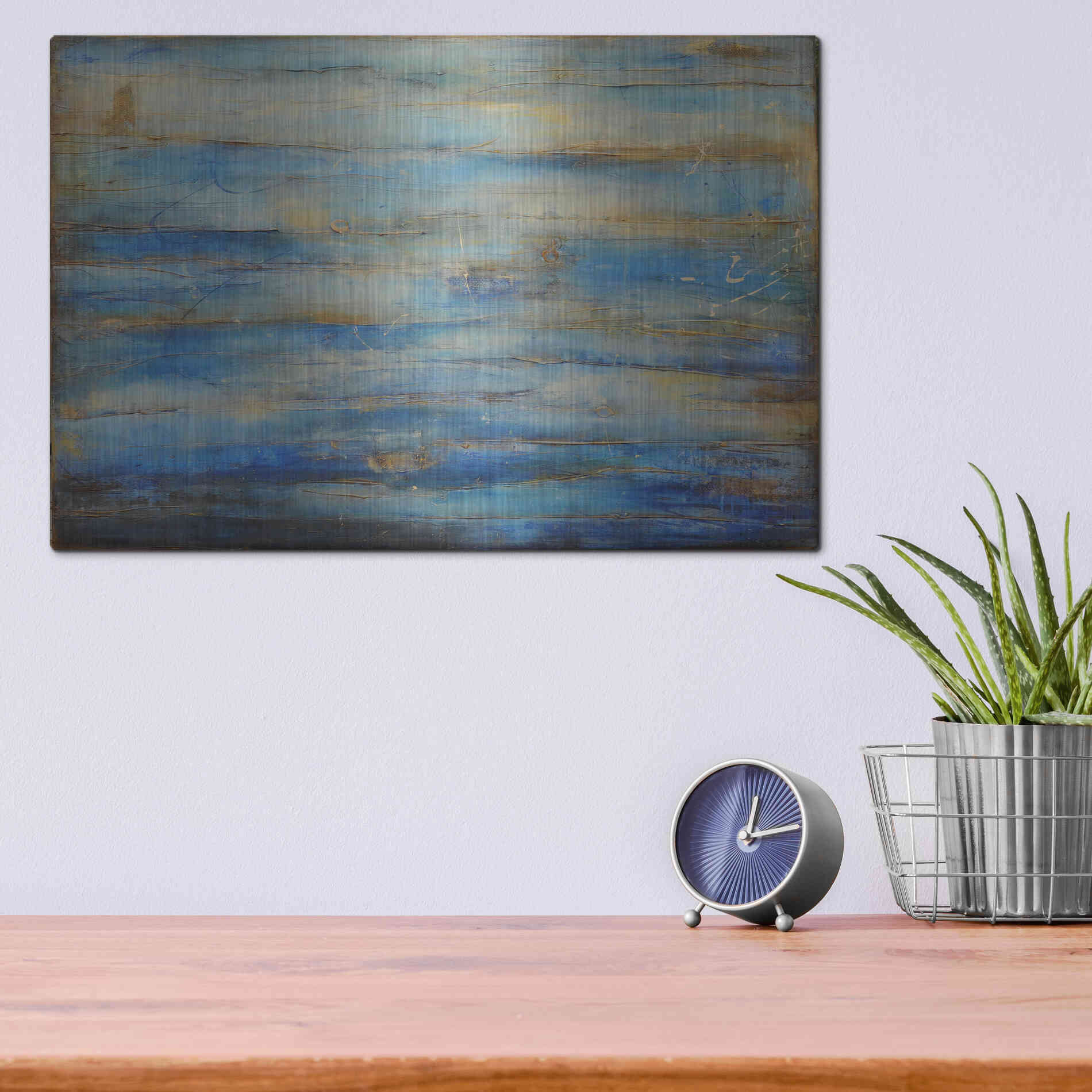 Luxe Metal Art 'Blue Bay Jazz' by Erin Ashley Metal Wall Art,16x12