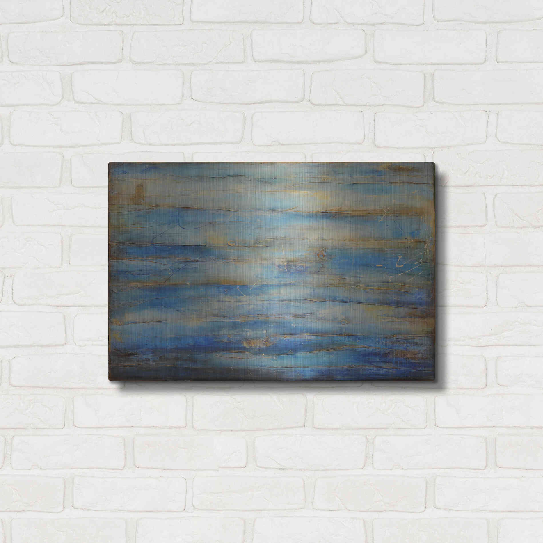 Luxe Metal Art 'Blue Bay Jazz' by Erin Ashley Metal Wall Art,24x16