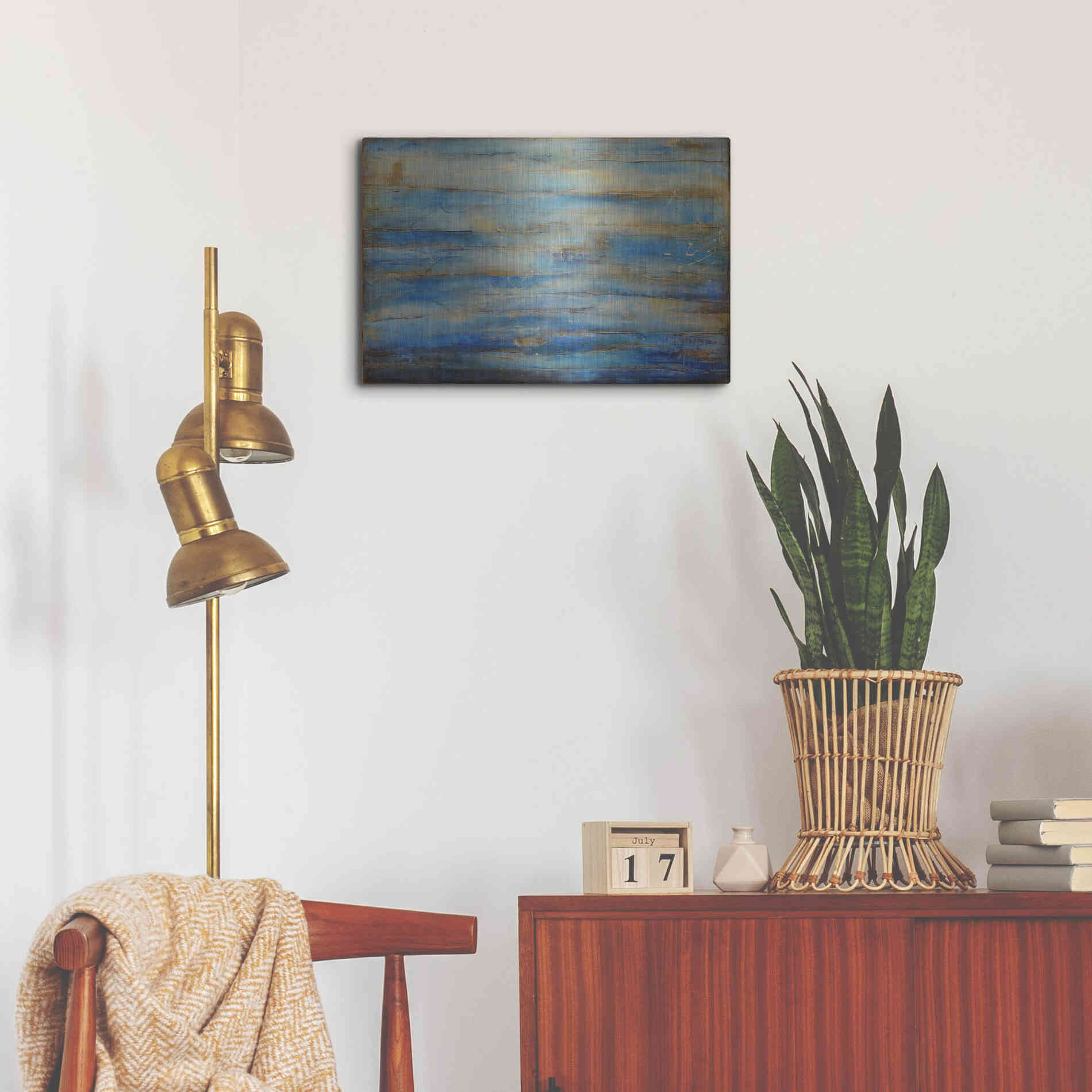 Luxe Metal Art 'Blue Bay Jazz' by Erin Ashley Metal Wall Art,24x16