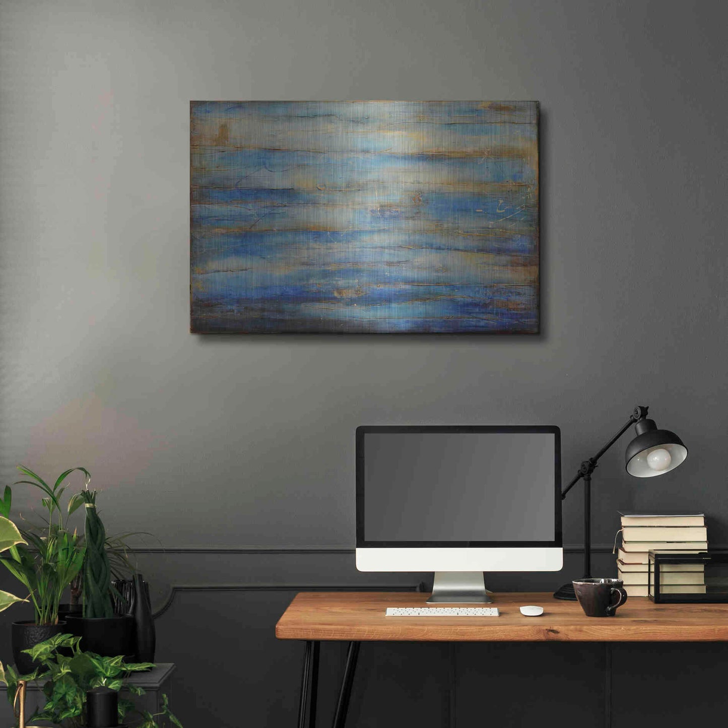 Luxe Metal Art 'Blue Bay Jazz' by Erin Ashley Metal Wall Art,36x24