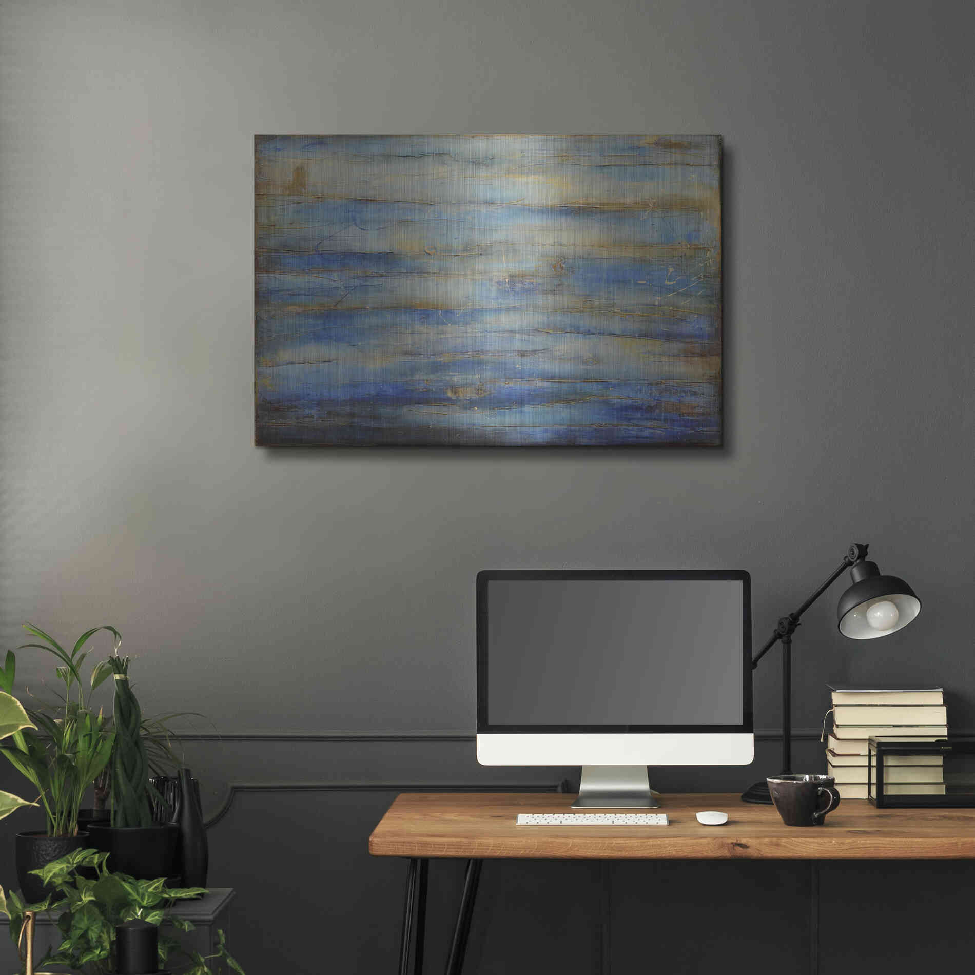 Luxe Metal Art 'Blue Bay Jazz' by Erin Ashley Metal Wall Art,36x24