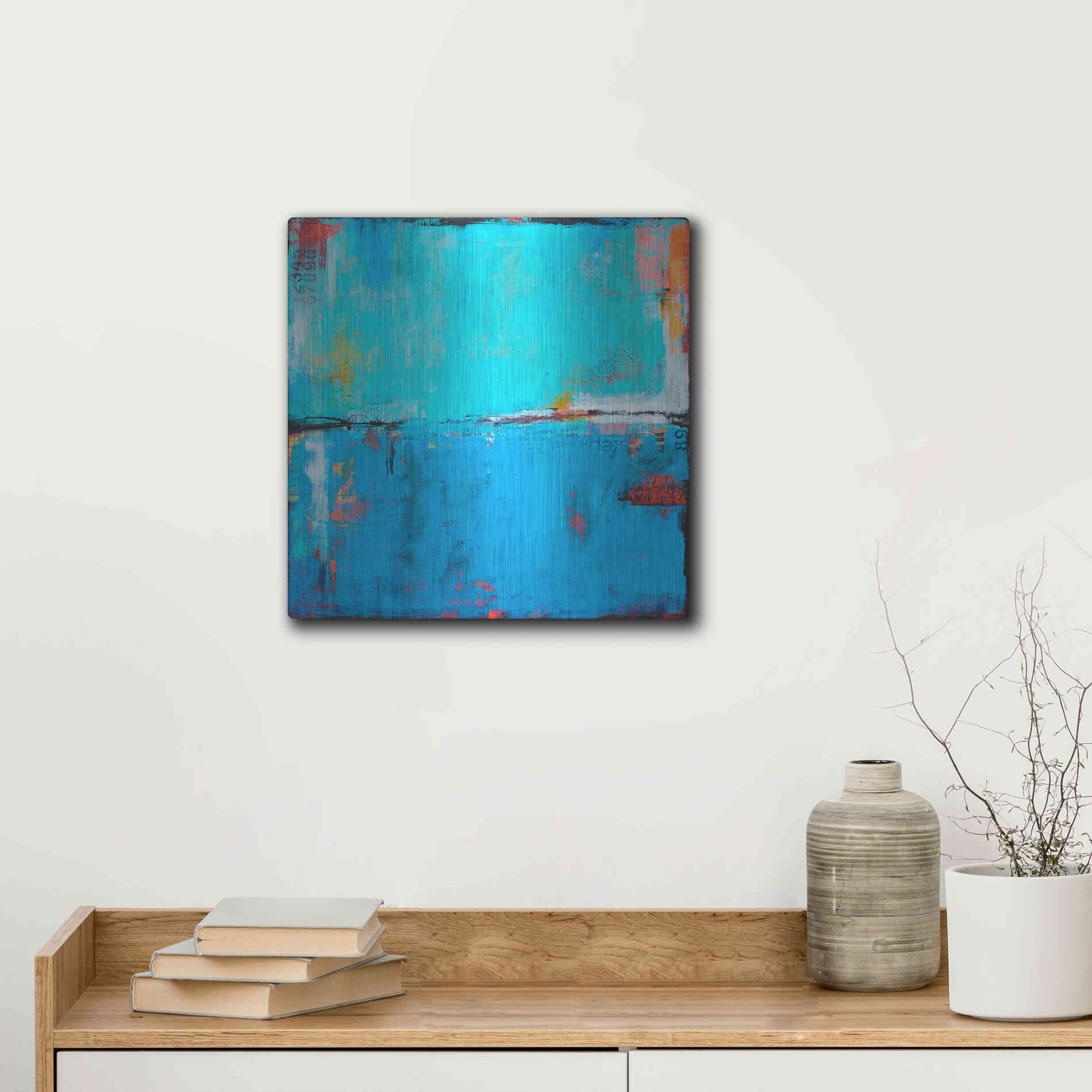 Luxe Metal Art 'Matchbox Blues 5' by Erin Ashley Metal Wall Art,12x12