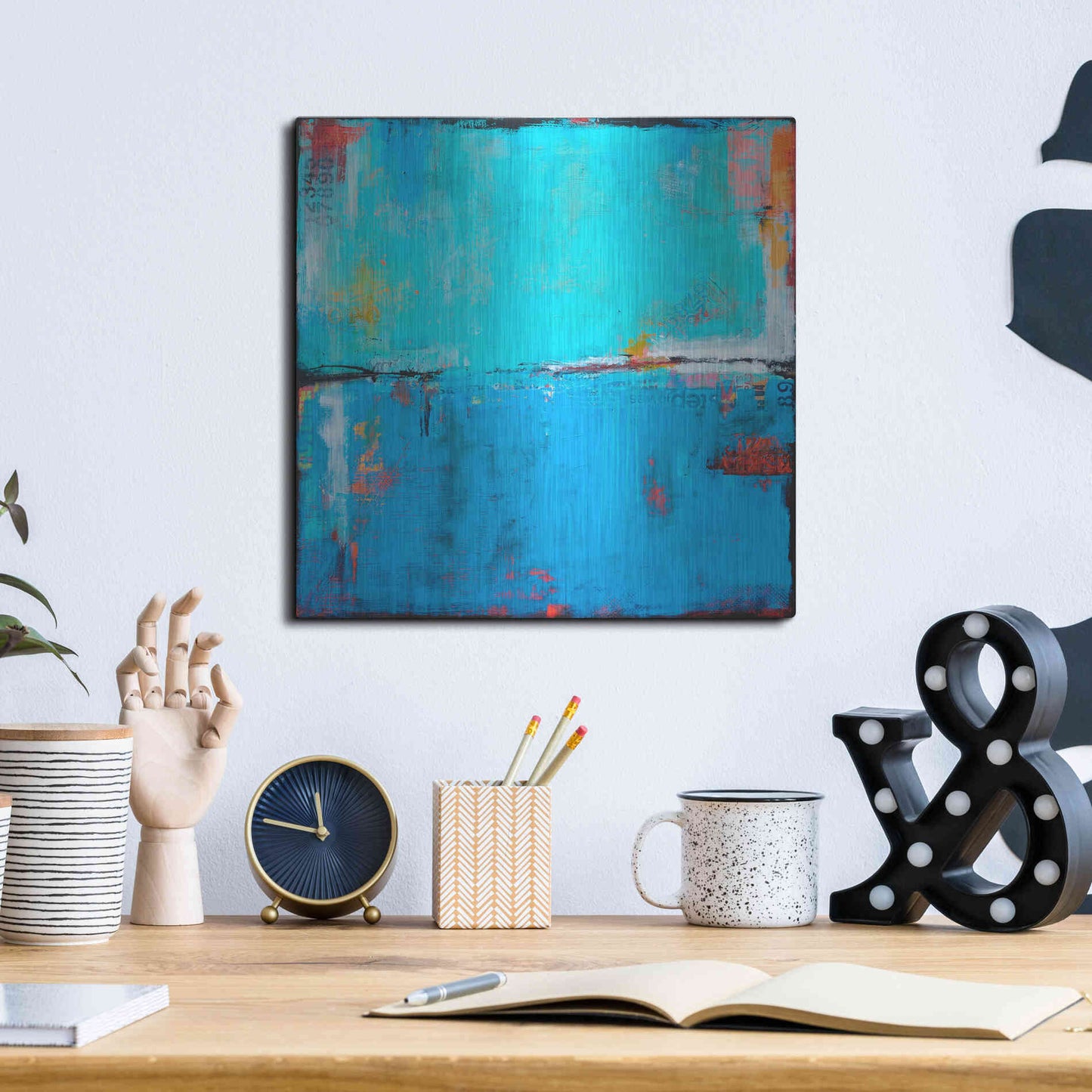 Luxe Metal Art 'Matchbox Blues 5' by Erin Ashley Metal Wall Art,12x12