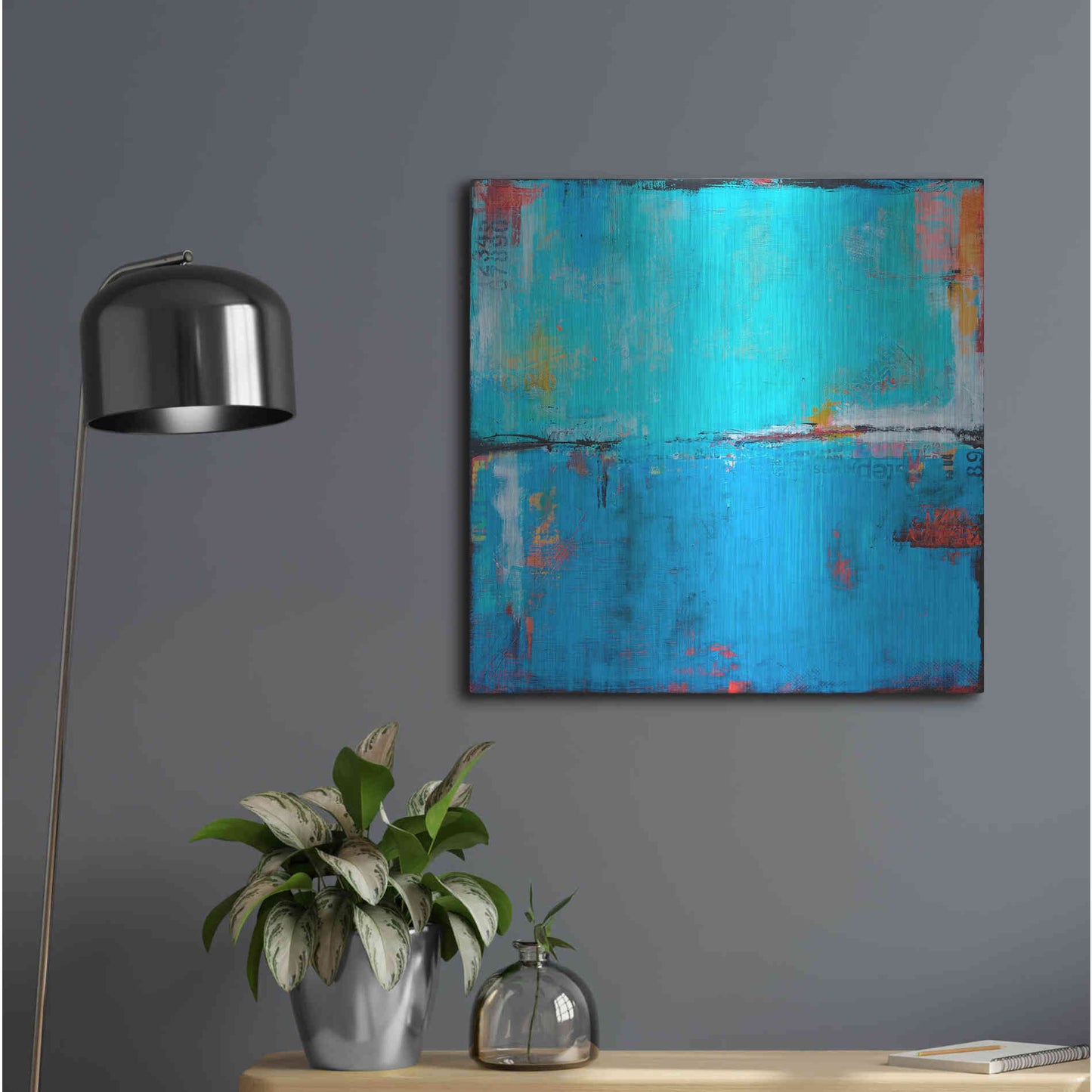 Luxe Metal Art 'Matchbox Blues 5' by Erin Ashley Metal Wall Art,24x24