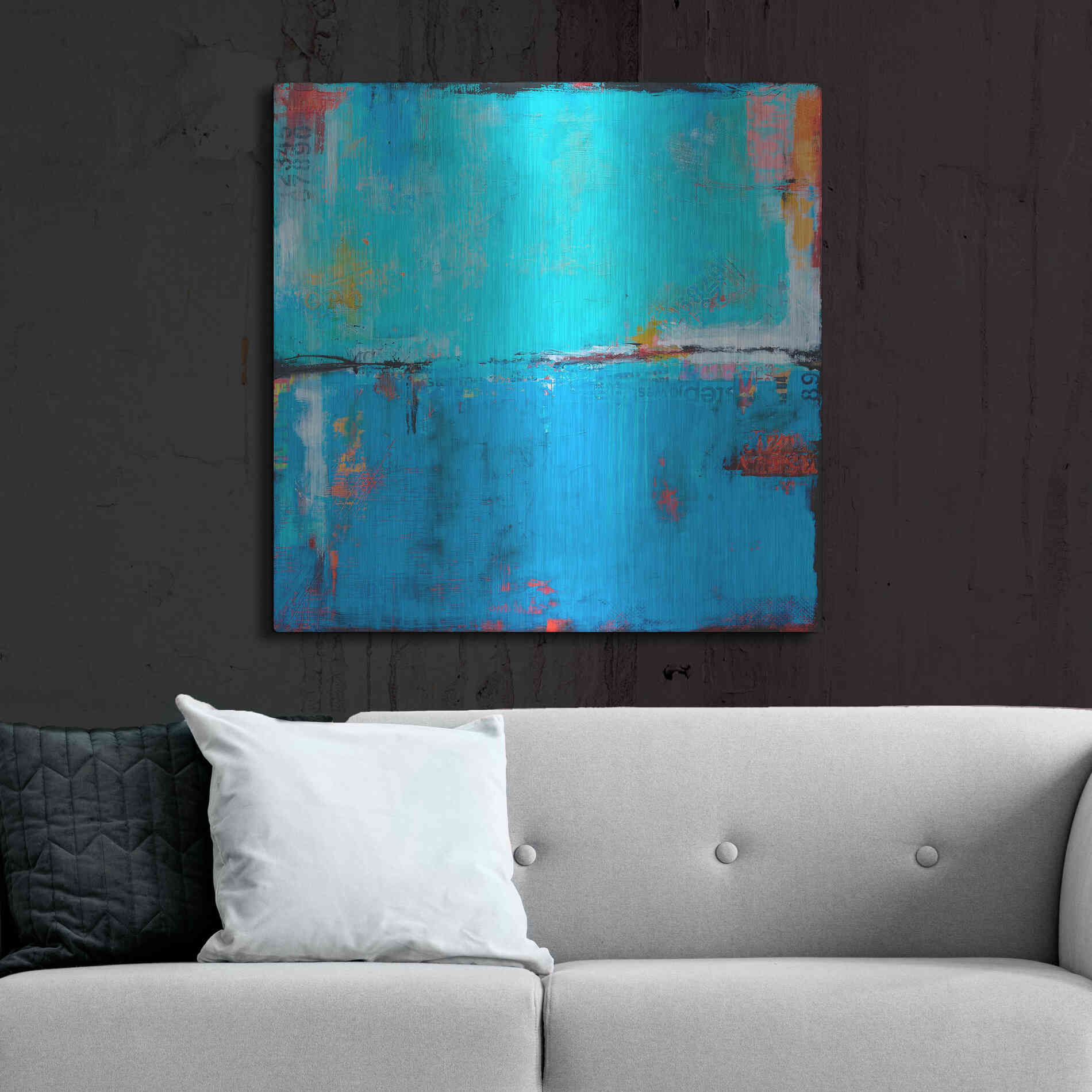 Luxe Metal Art 'Matchbox Blues 5' by Erin Ashley Metal Wall Art,36x36