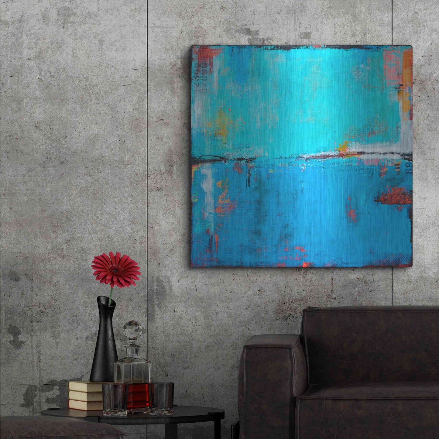 Luxe Metal Art 'Matchbox Blues 5' by Erin Ashley Metal Wall Art,36x36