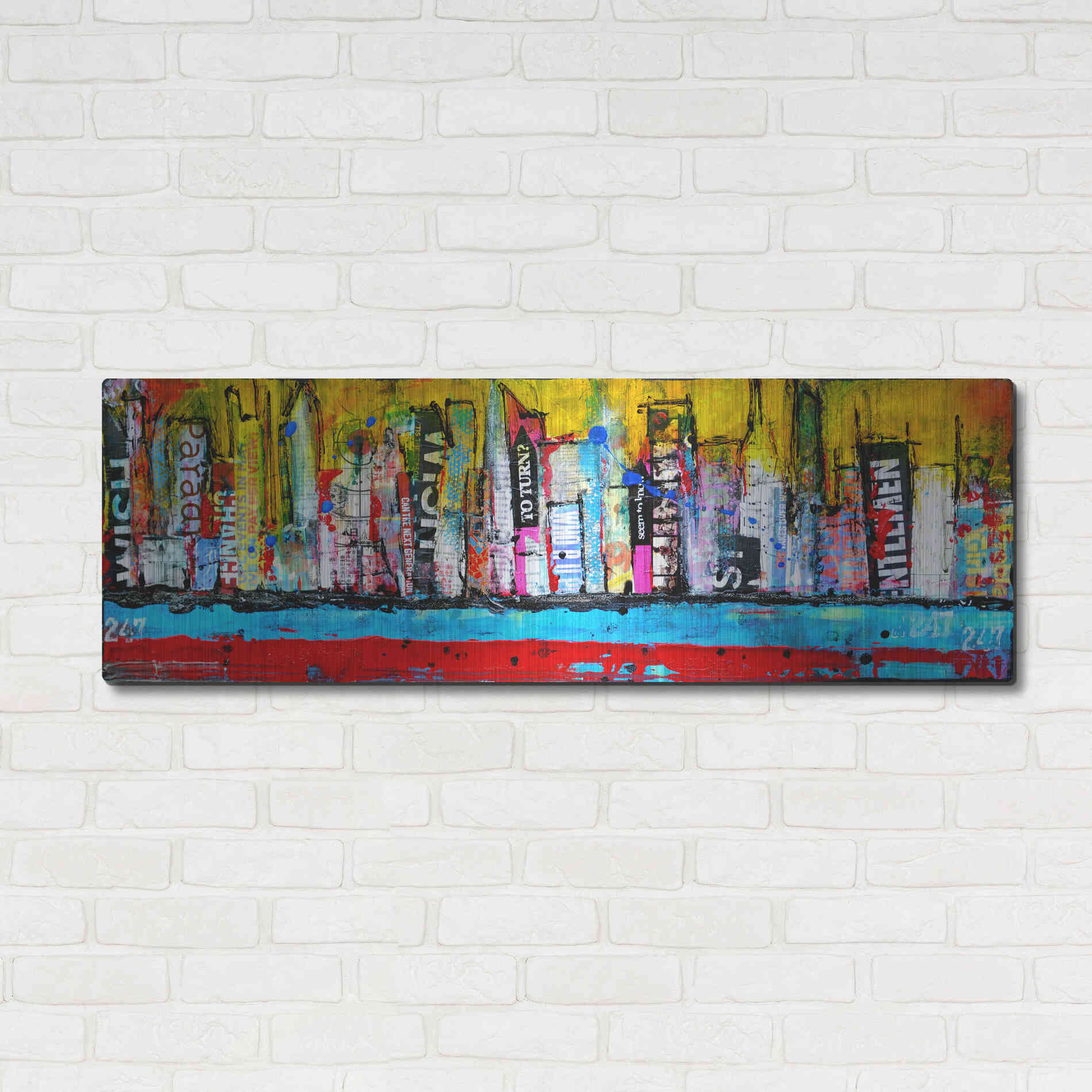 Luxe Metal Art 'Skyline' by Erin Ashley Metal Wall Art,48x16