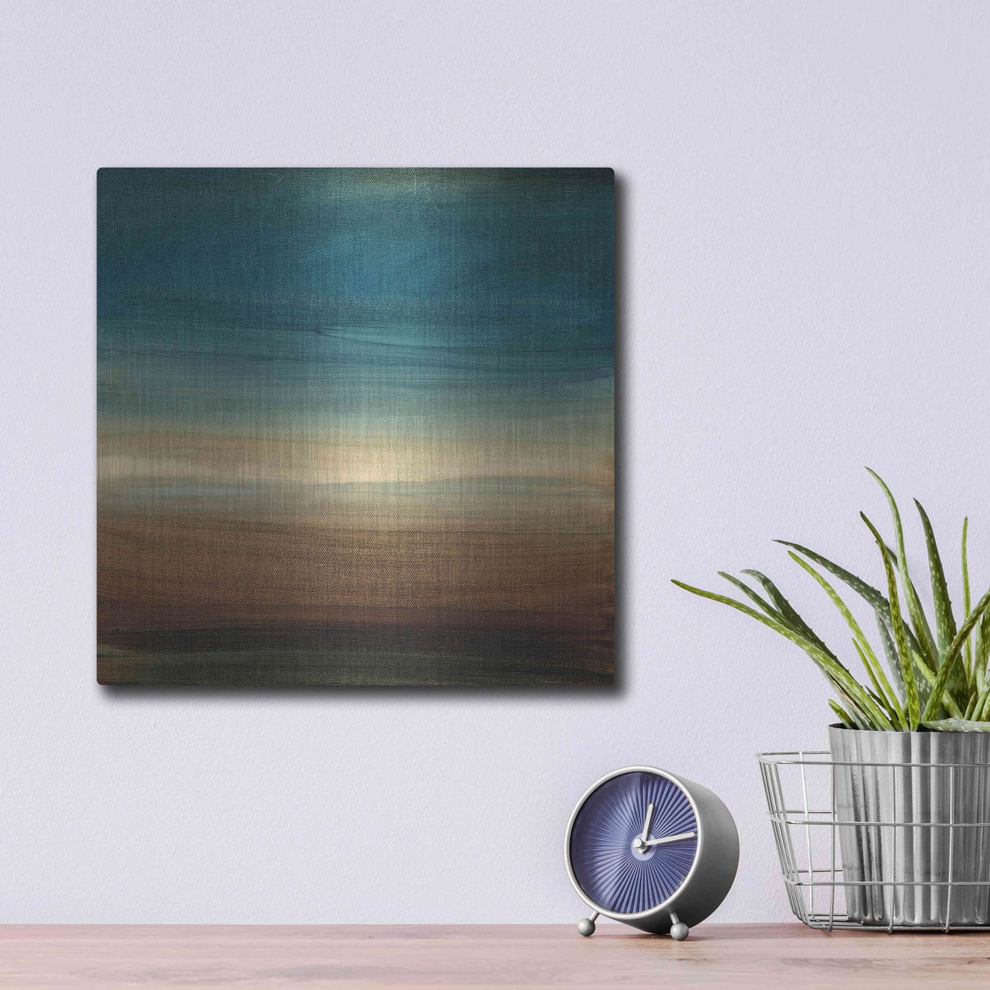 Luxe Metal Art 'Abstract Horizon IV' by Ethan Harper Metal Wall Art,12x12