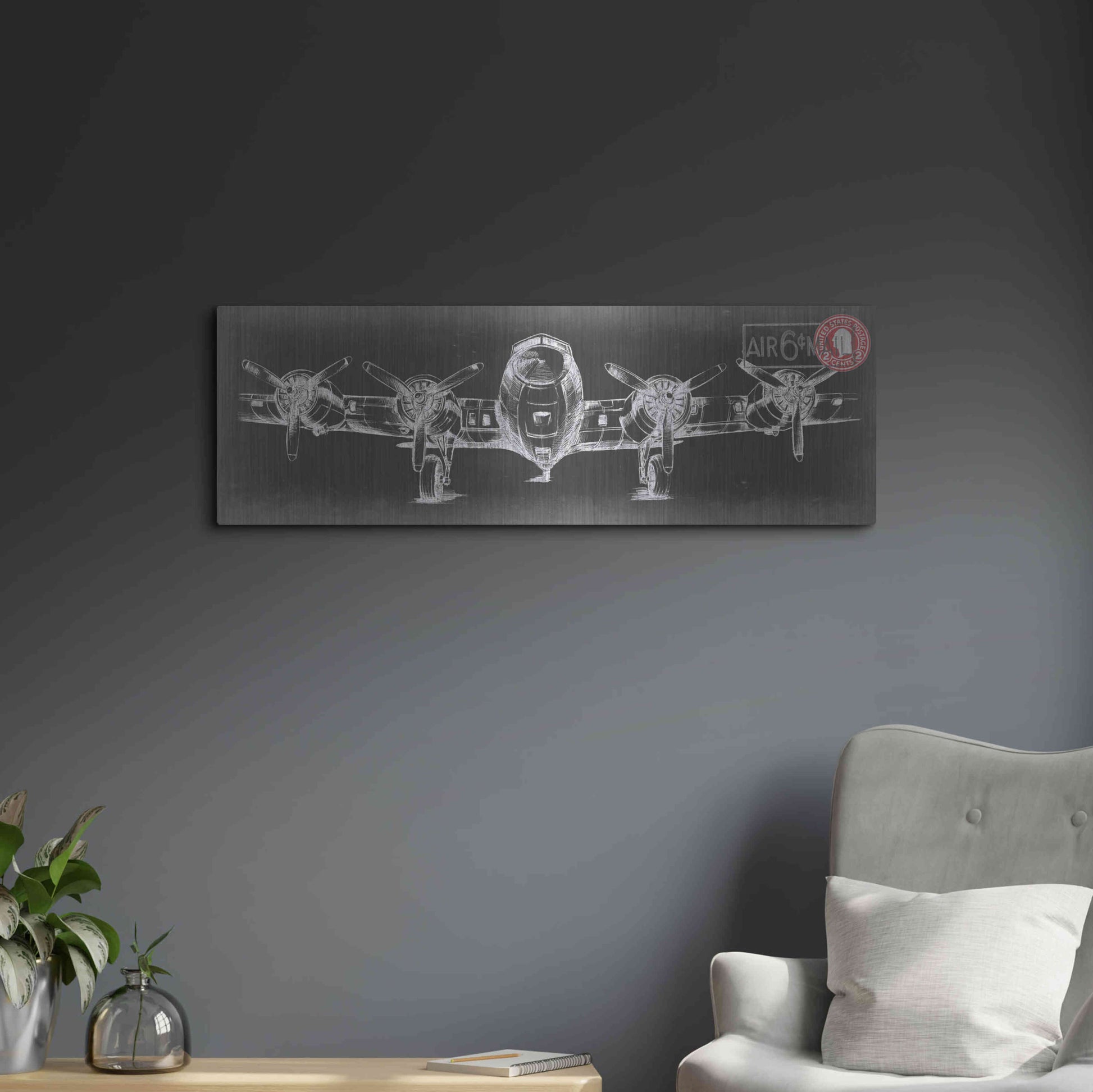 Luxe Metal Art 'Aeronautic Collection F' by Ethan Harper Metal Wall Art,36x12