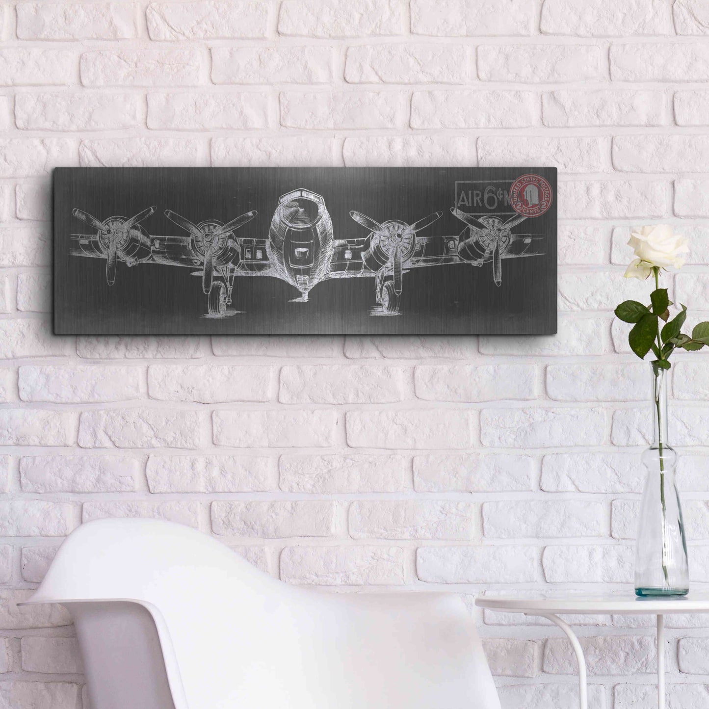 Luxe Metal Art 'Aeronautic Collection F' by Ethan Harper Metal Wall Art,36x12