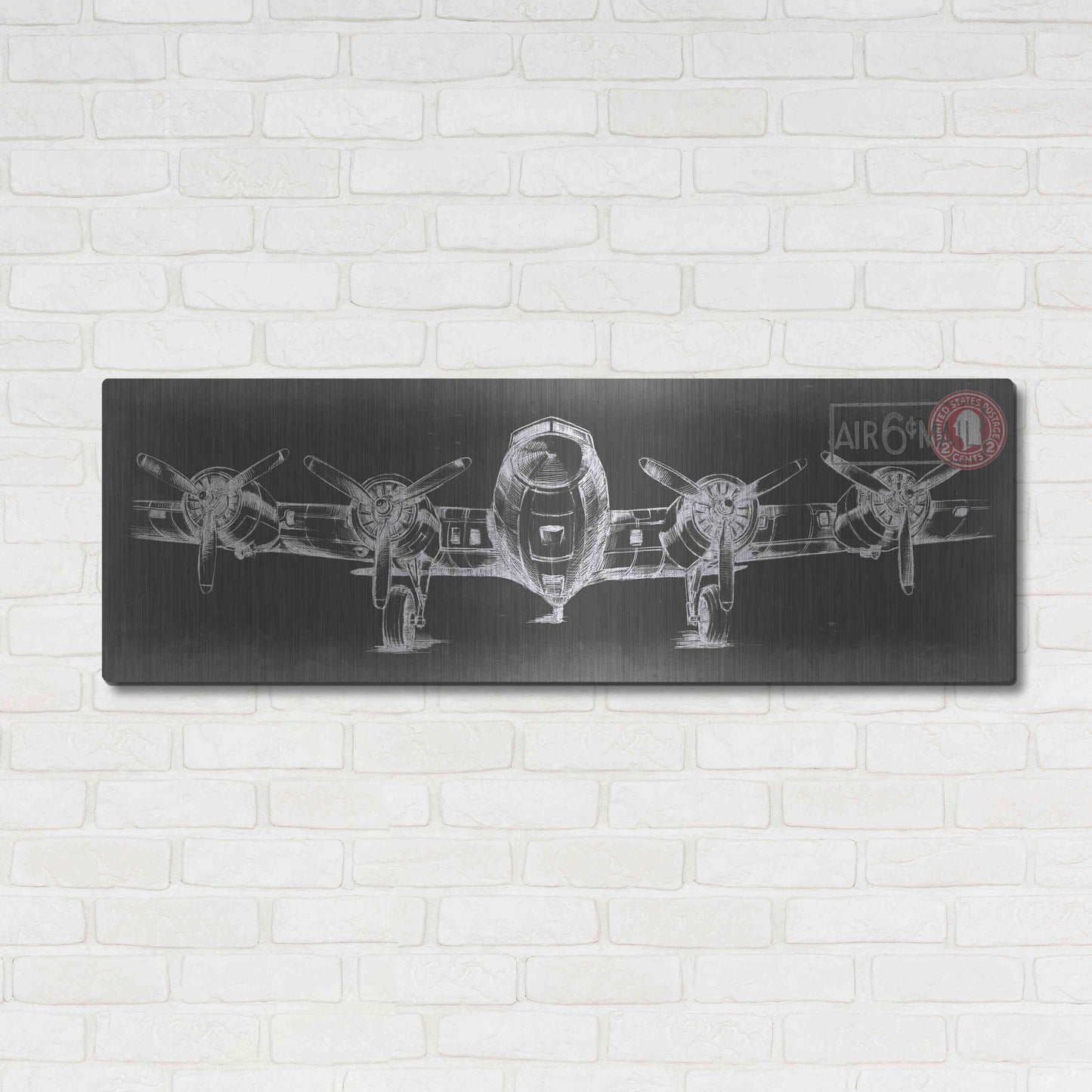 Luxe Metal Art 'Aeronautic Collection F' by Ethan Harper Metal Wall Art,48x16