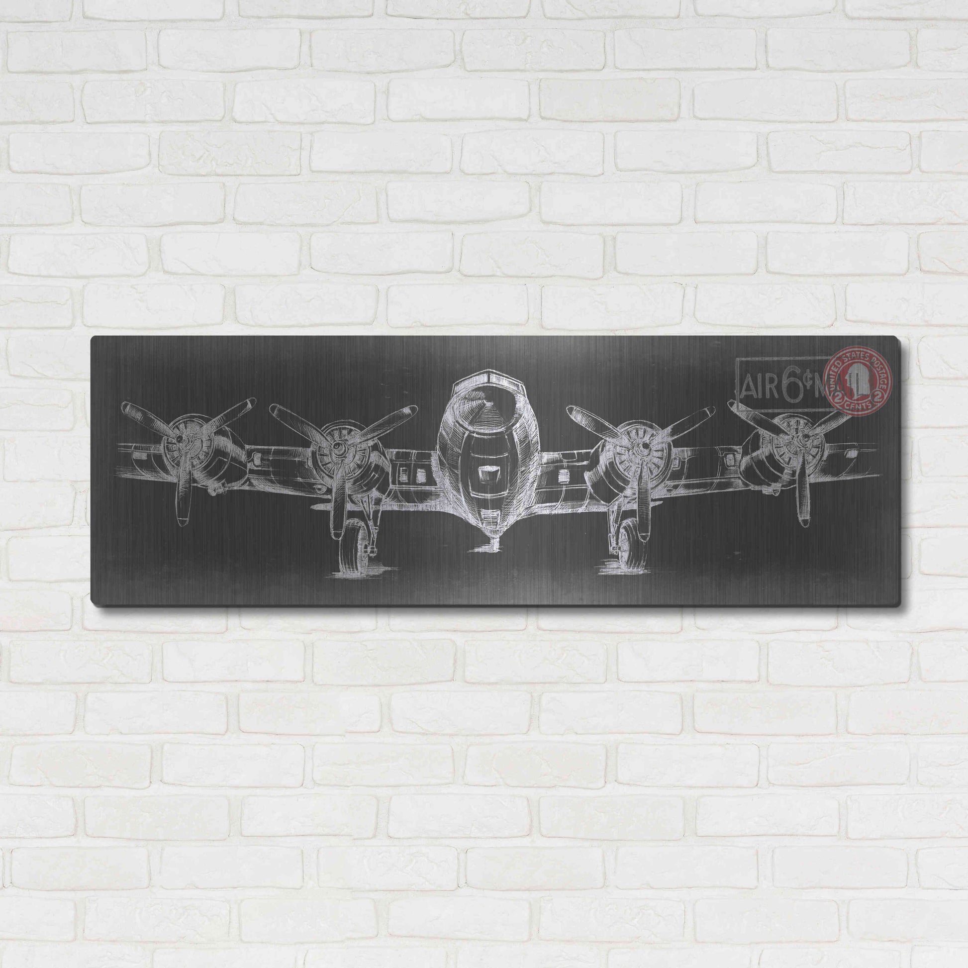 Luxe Metal Art 'Aeronautic Collection F' by Ethan Harper Metal Wall Art,48x16