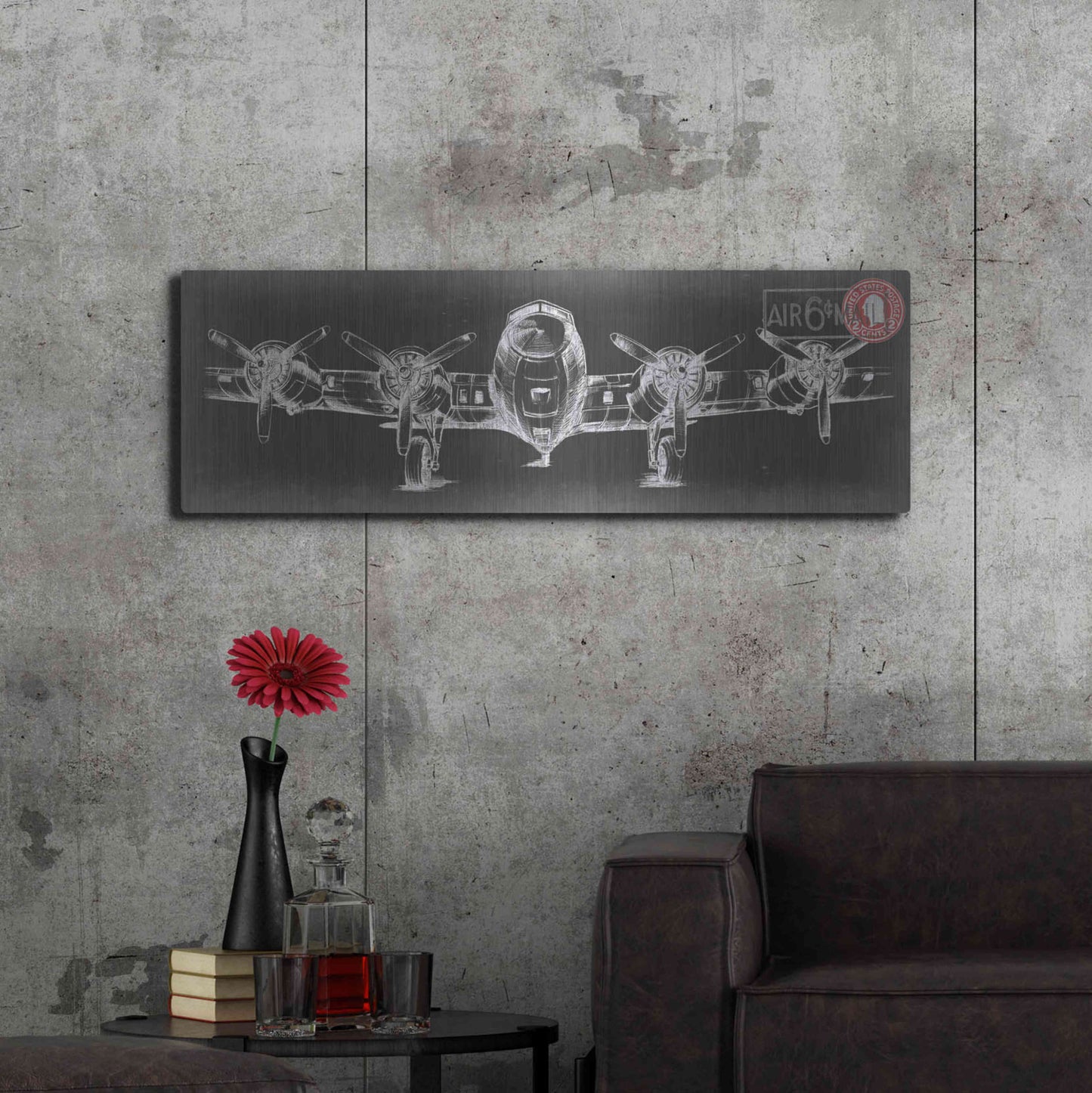 Luxe Metal Art 'Aeronautic Collection F' by Ethan Harper Metal Wall Art,48x16