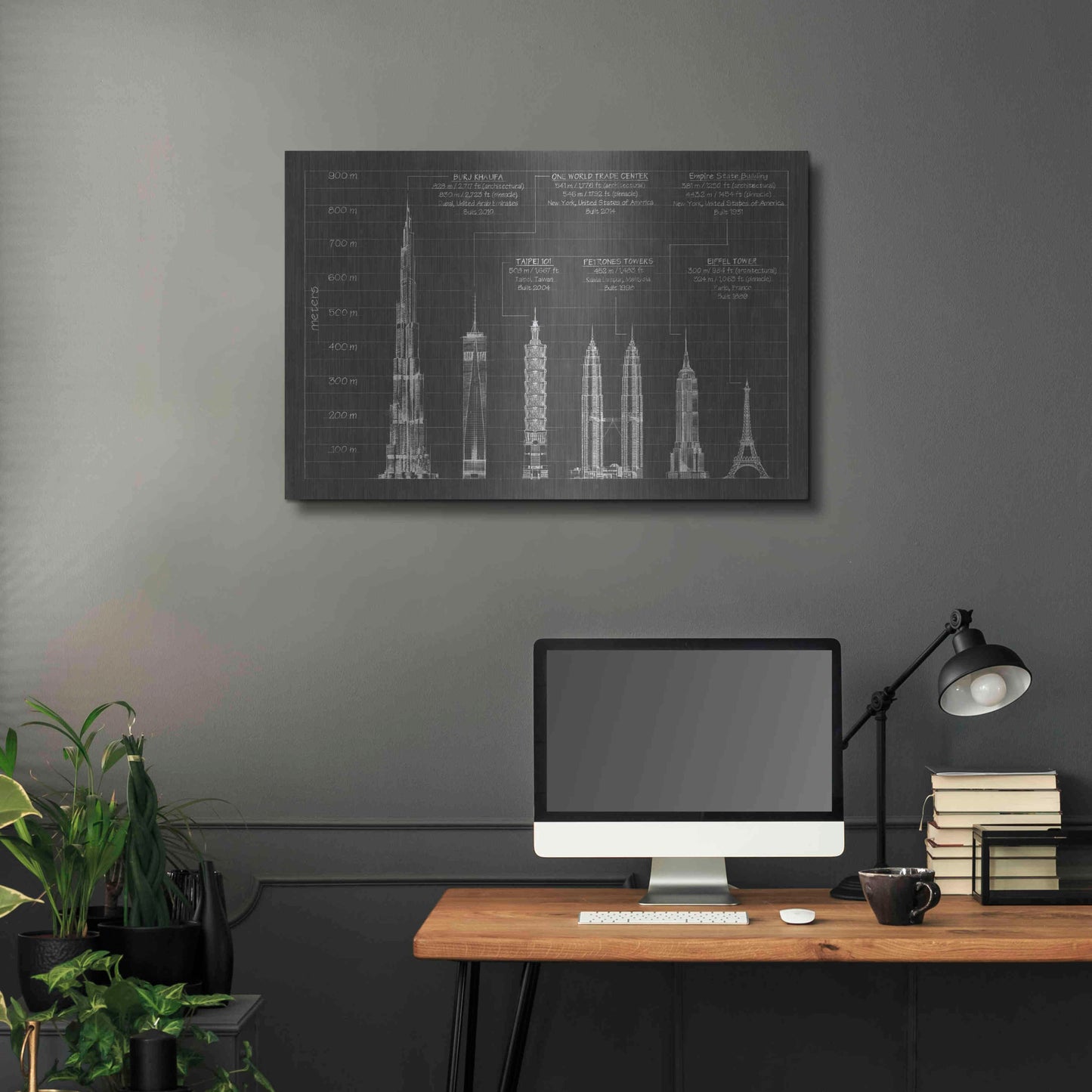 Luxe Metal Art 'Architectural Heights' by Ethan Harper Metal Wall Art,36x24