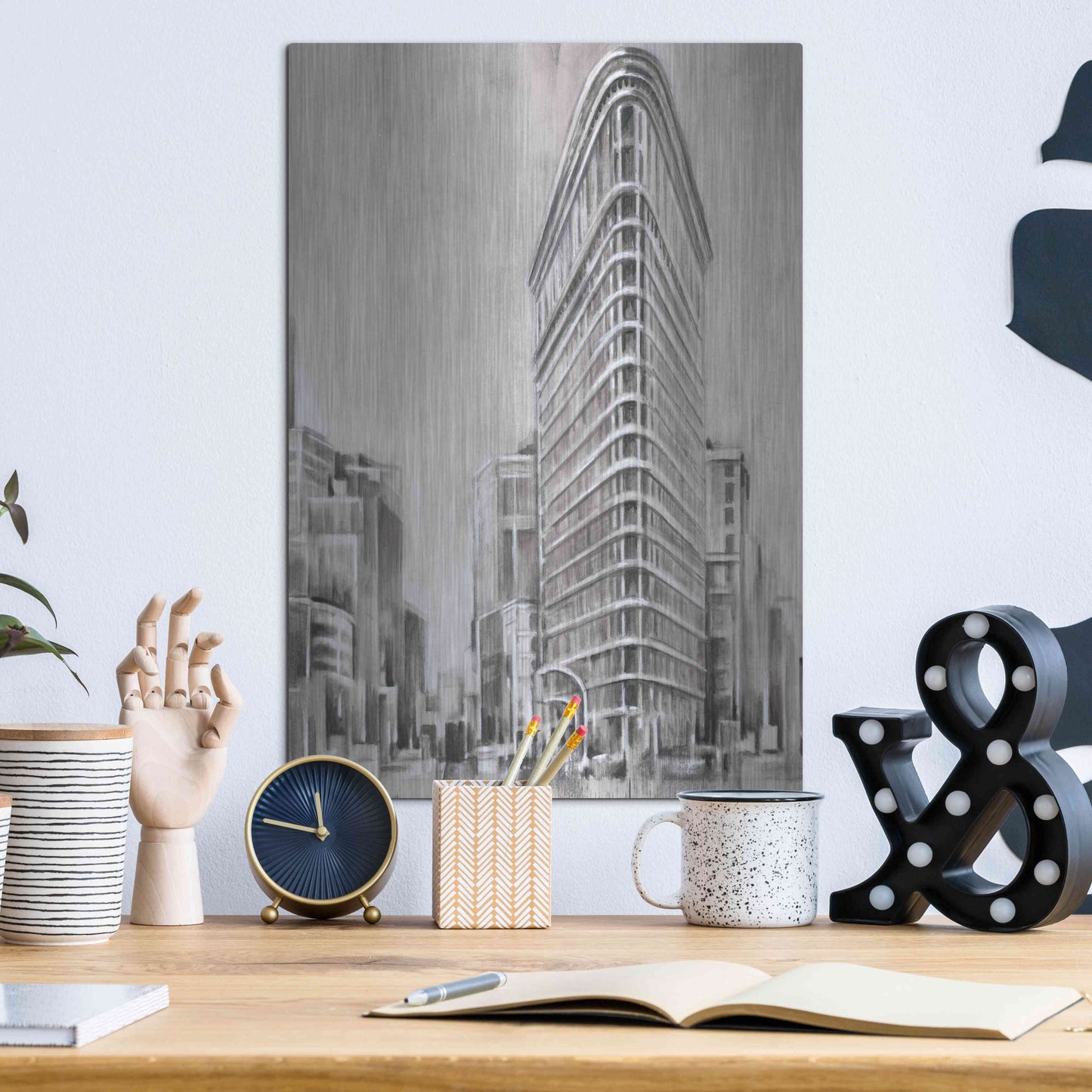 Luxe Metal Art 'Art Deco Cityscape II' by Ethan Harper Metal Wall Art,12x16