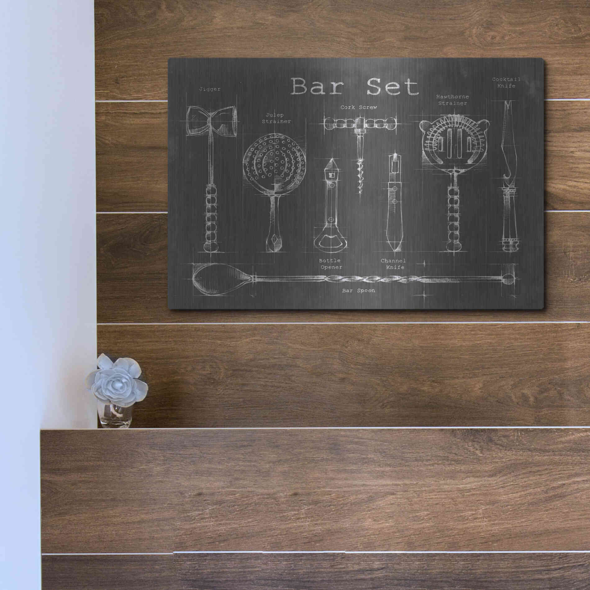 Luxe Metal Art 'Bar Set' by Ethan Harper Metal Wall Art,16x12