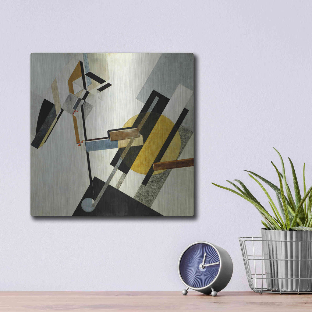 Luxe Metal Art 'Proun 19D' by El Lissitzky, Metal Wall Art,12x12