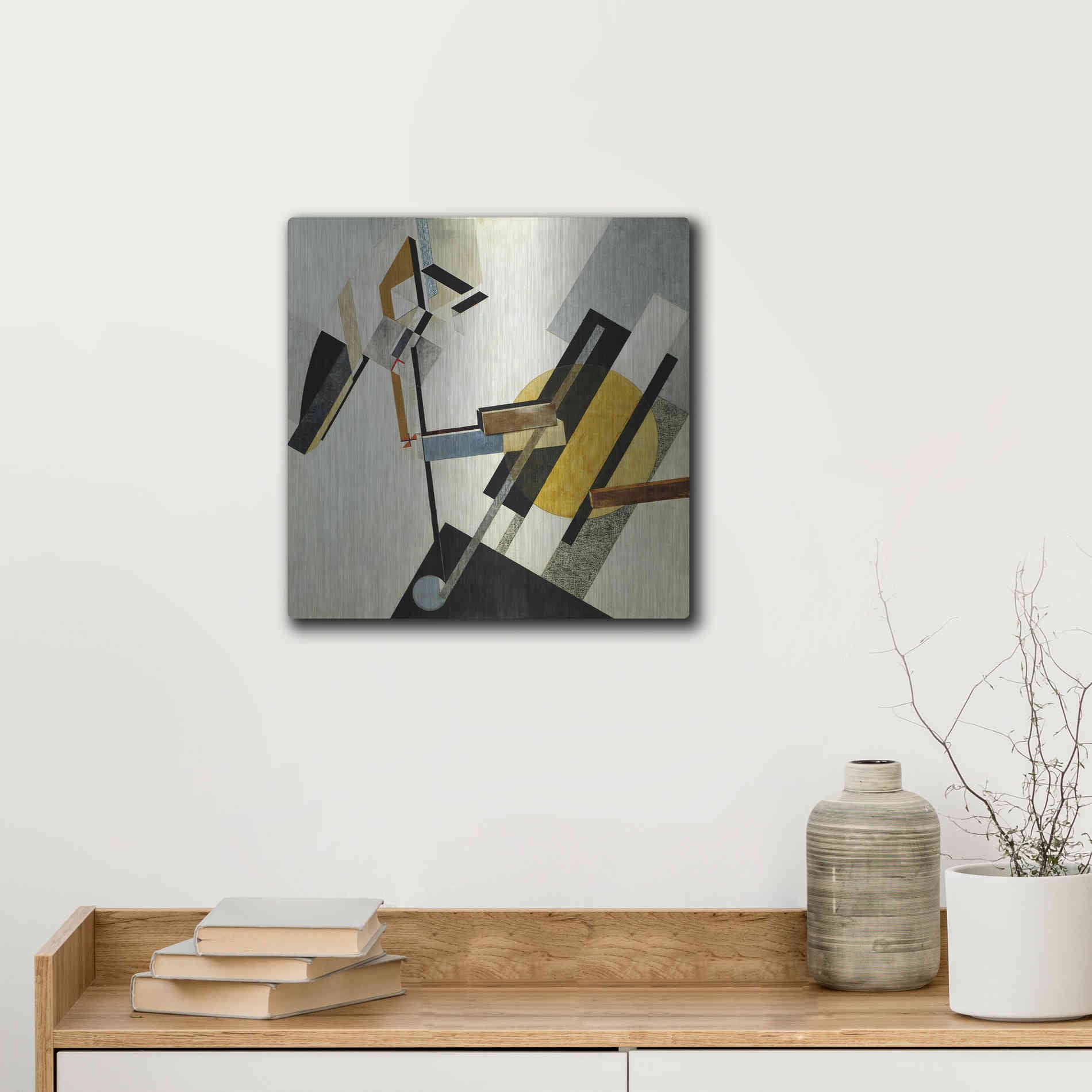 Luxe Metal Art 'Proun 19D' by El Lissitzky, Metal Wall Art,12x12