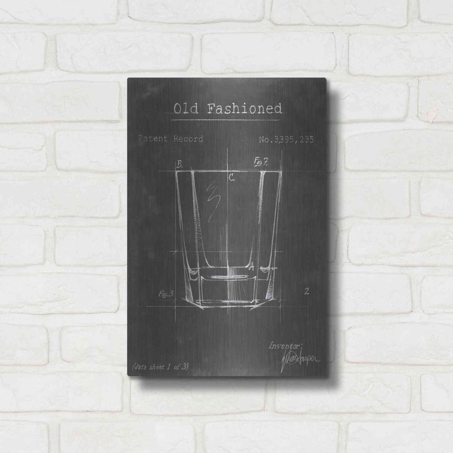Luxe Metal Art 'Barware Blueprint I' by Ethan Harper Metal Wall Art,12x16