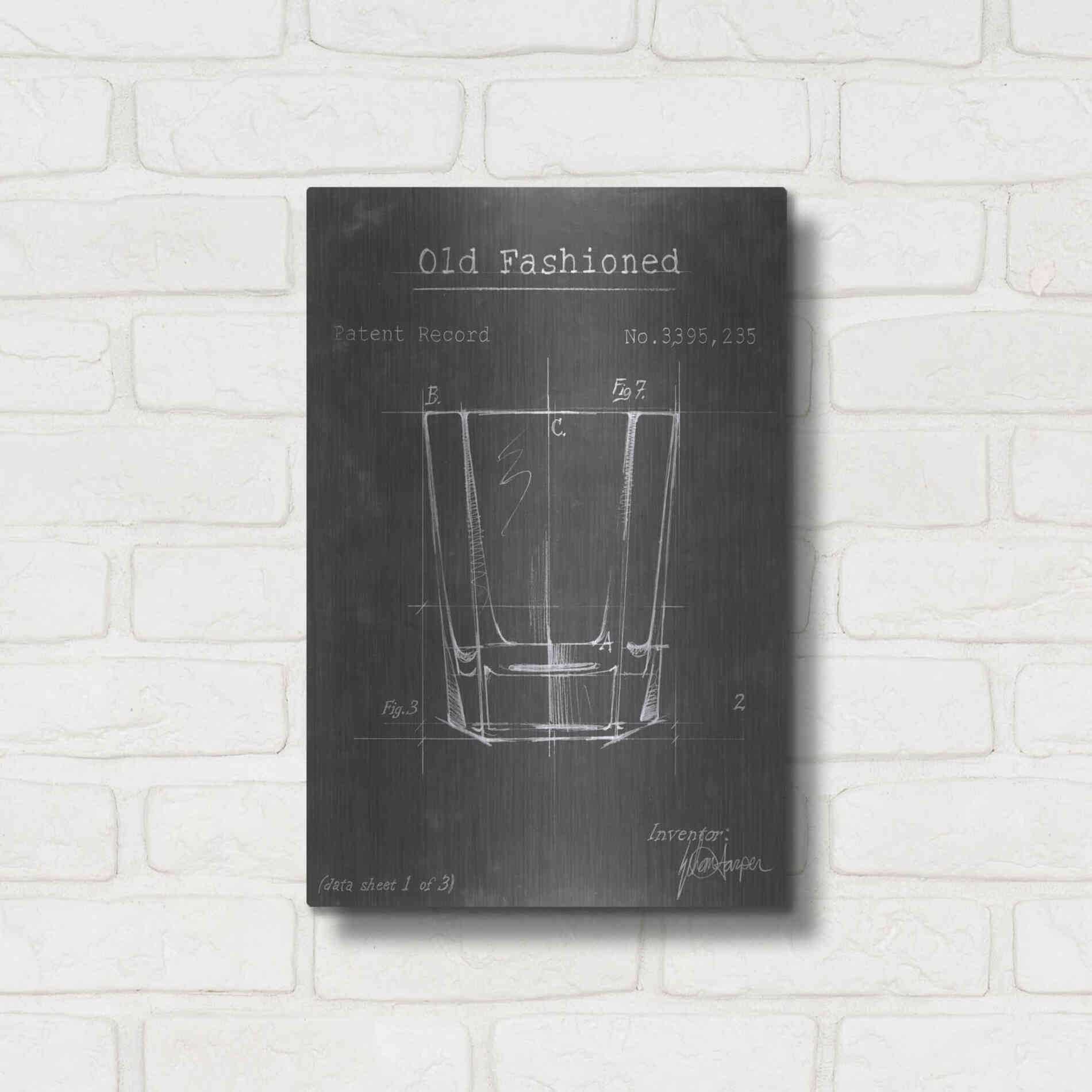 Luxe Metal Art 'Barware Blueprint I' by Ethan Harper Metal Wall Art,12x16