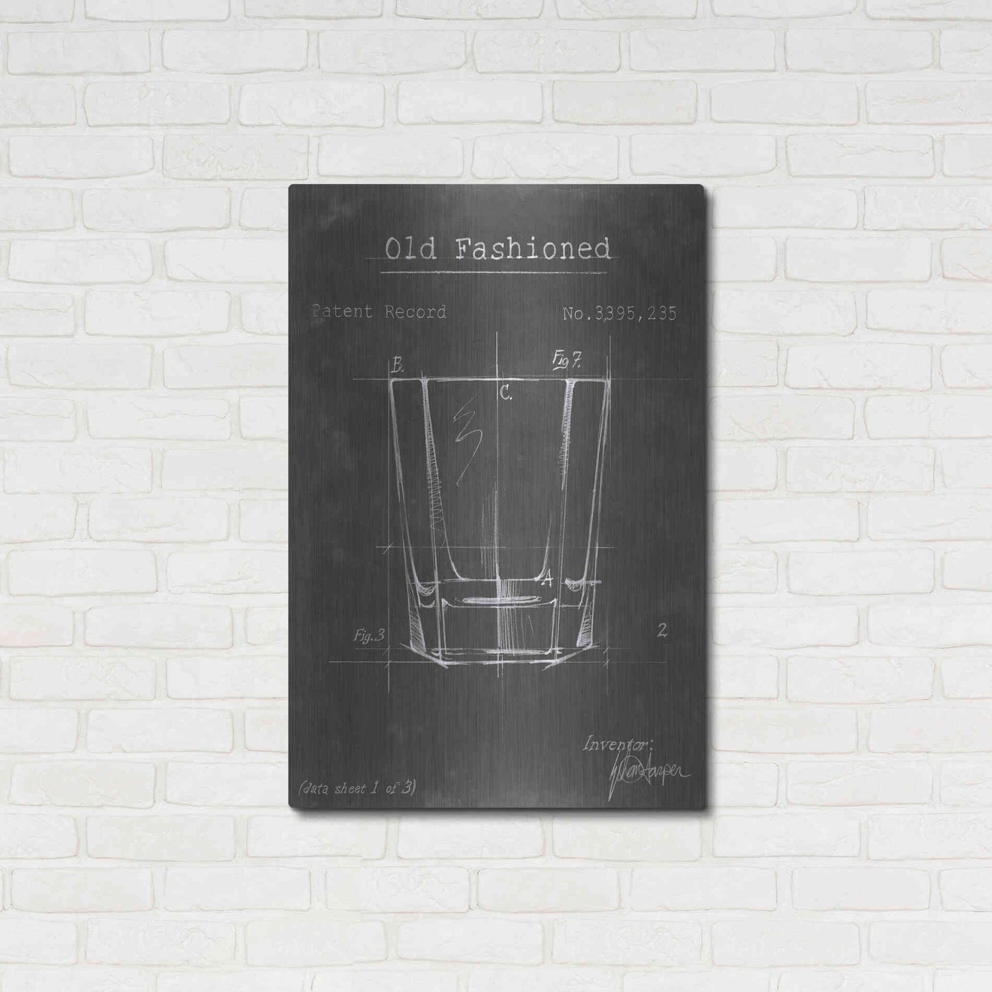 Luxe Metal Art 'Barware Blueprint I' by Ethan Harper Metal Wall Art,24x36