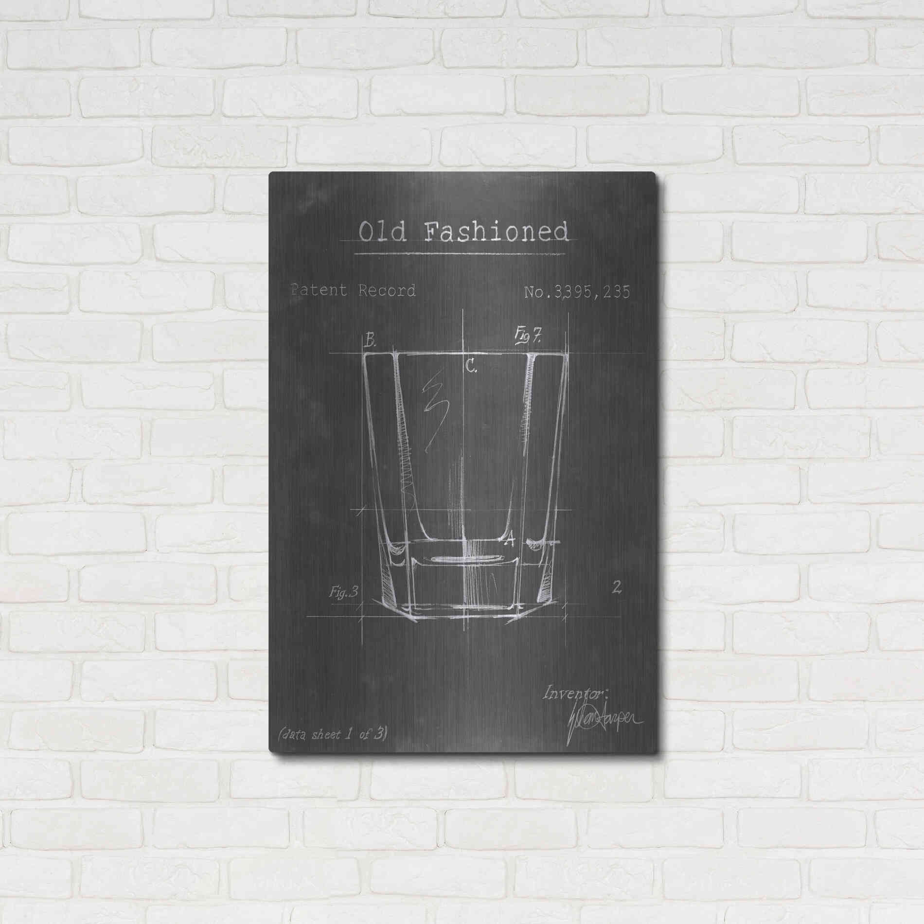 Luxe Metal Art 'Barware Blueprint I' by Ethan Harper Metal Wall Art,24x36