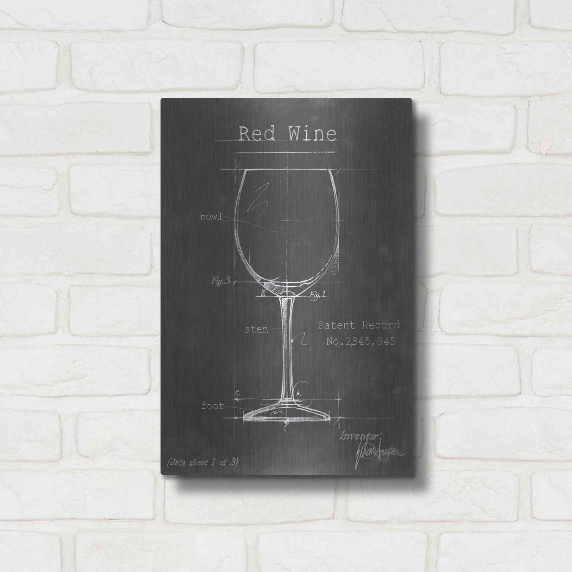 Luxe Metal Art 'Barware Blueprint III' by Ethan Harper Metal Wall Art,12x16