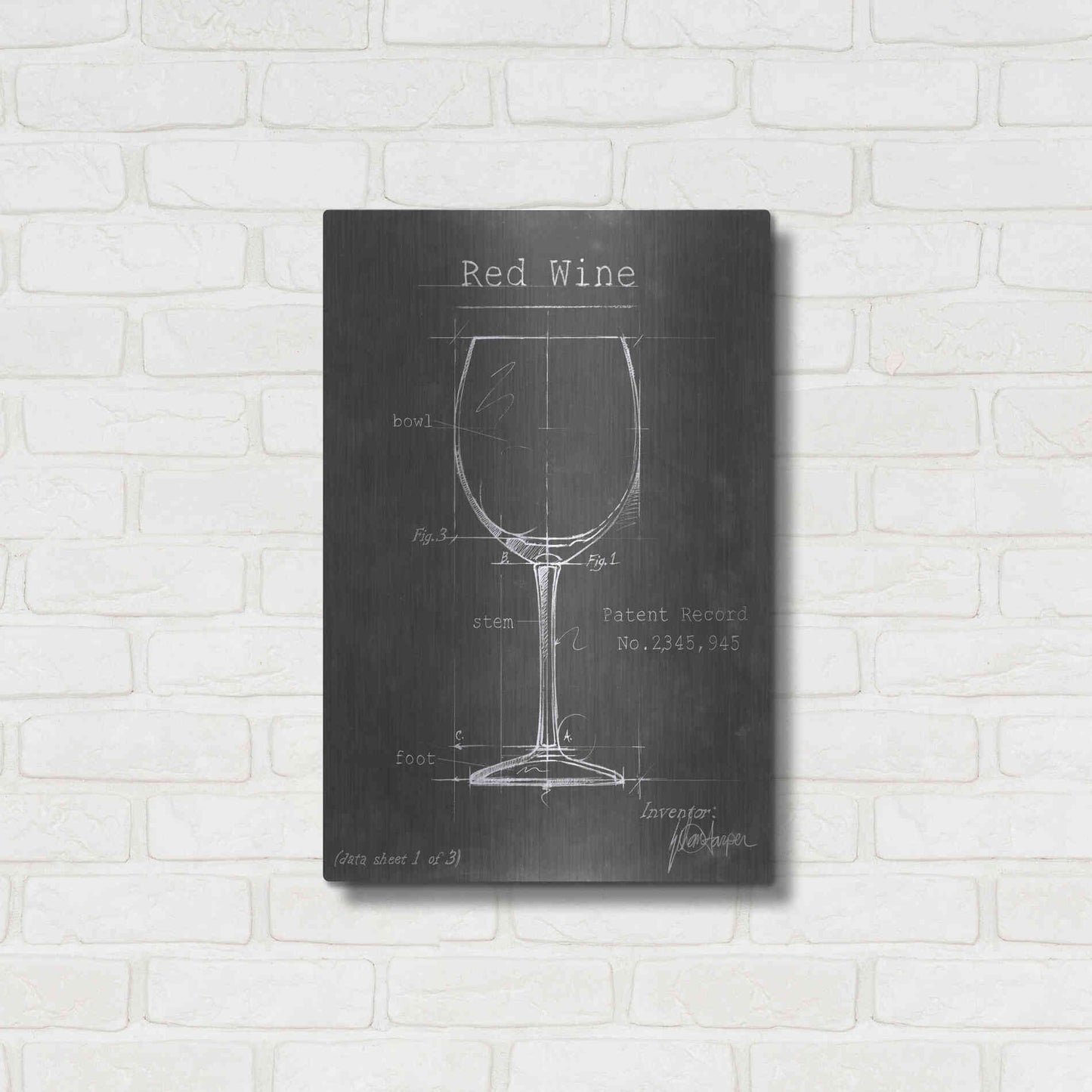 Luxe Metal Art 'Barware Blueprint III' by Ethan Harper Metal Wall Art,16x24