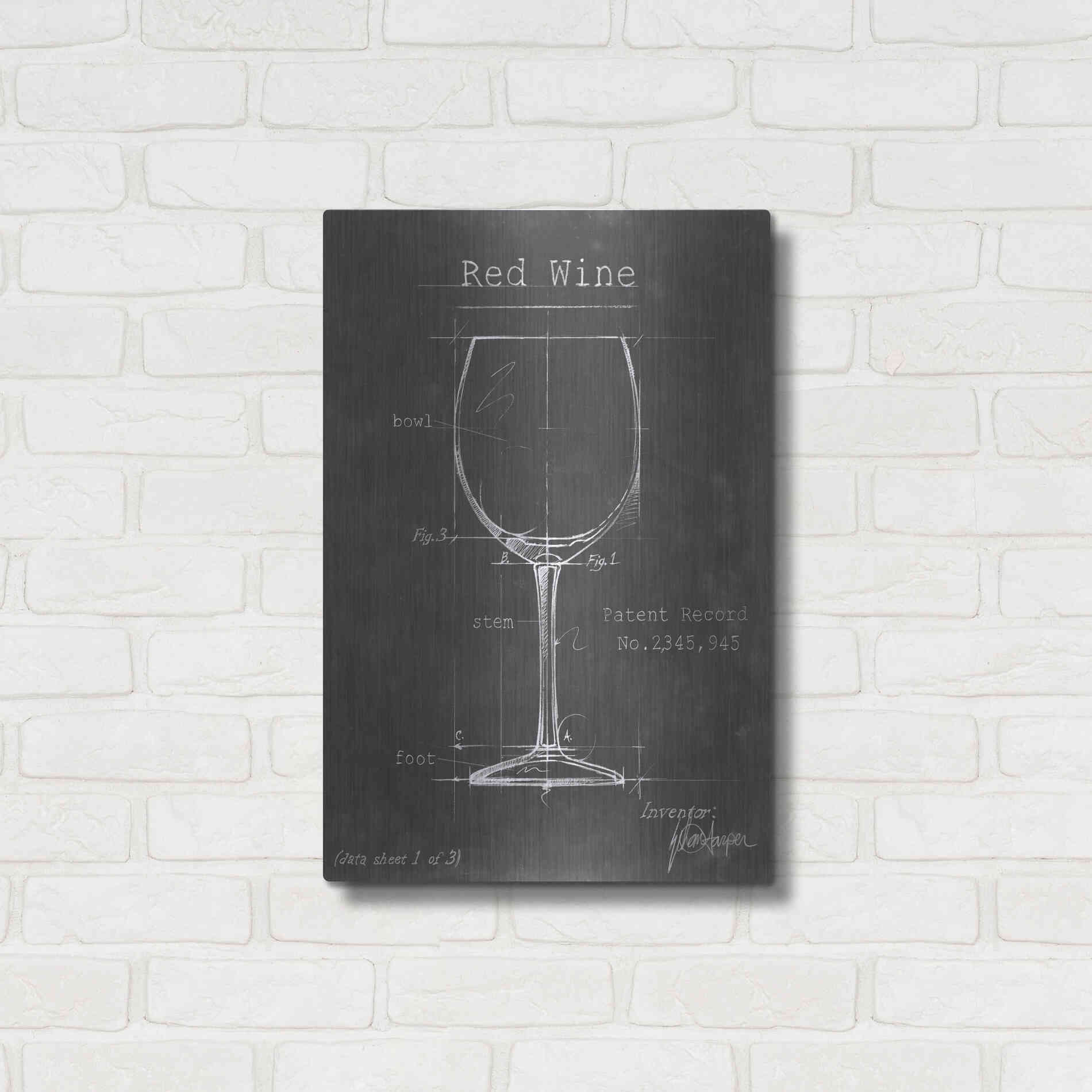 Luxe Metal Art 'Barware Blueprint III' by Ethan Harper Metal Wall Art,16x24