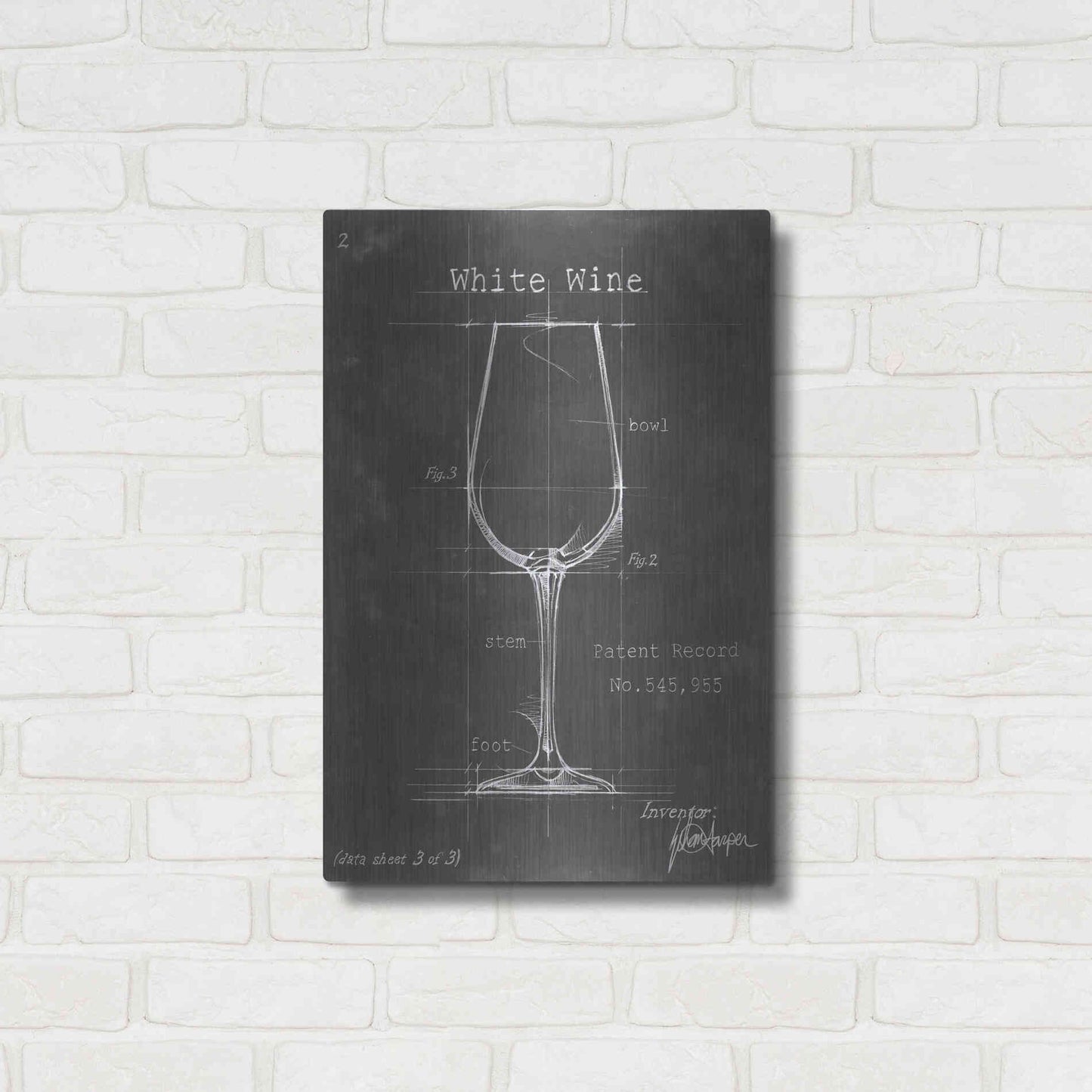 Luxe Metal Art 'Barware Blueprint IV' by Ethan Harper Metal Wall Art,16x24