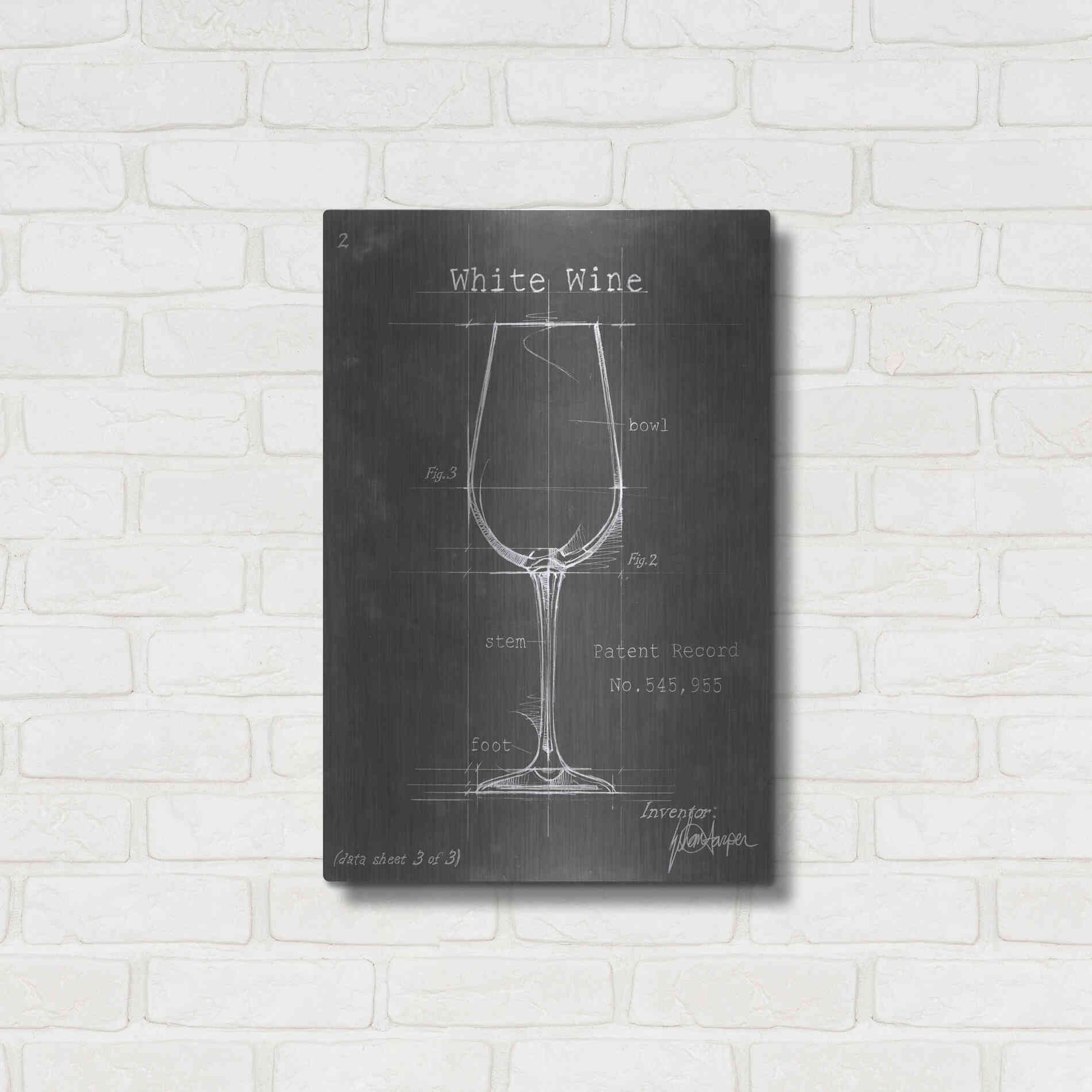 Luxe Metal Art 'Barware Blueprint IV' by Ethan Harper Metal Wall Art,16x24